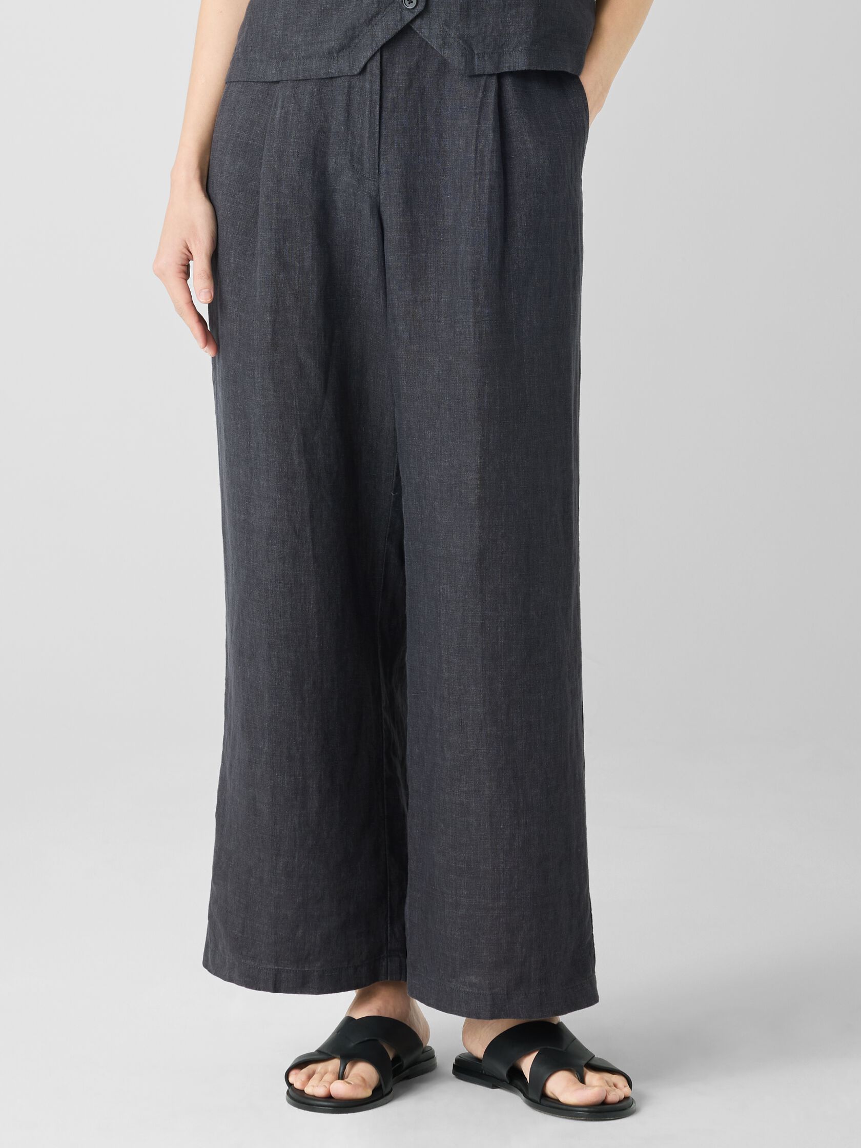 Washed Organic Linen D&eacute;lav&eacute; Trouser Pant