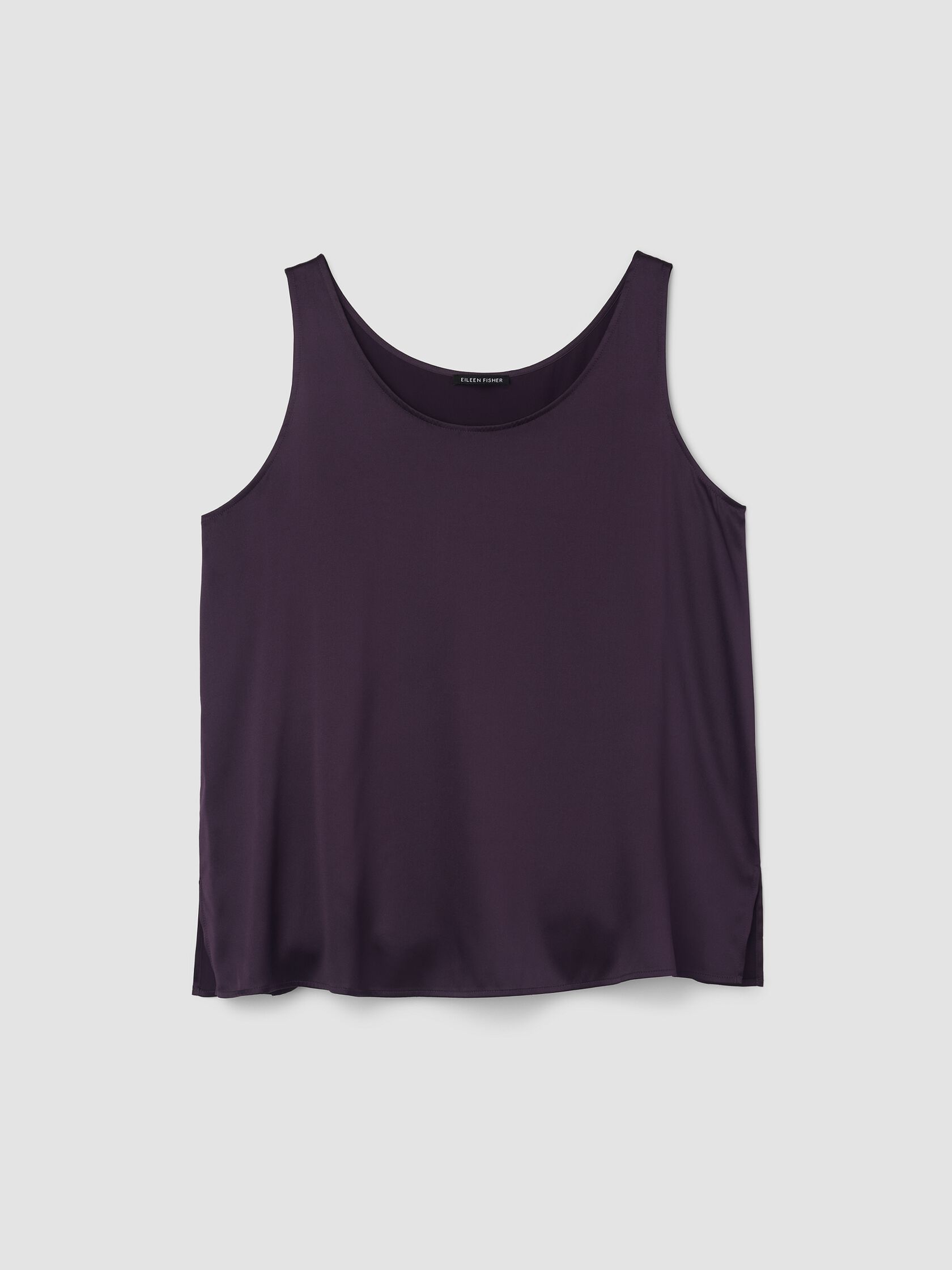 Stretch Silk Charmeuse Scoop Neck Tank