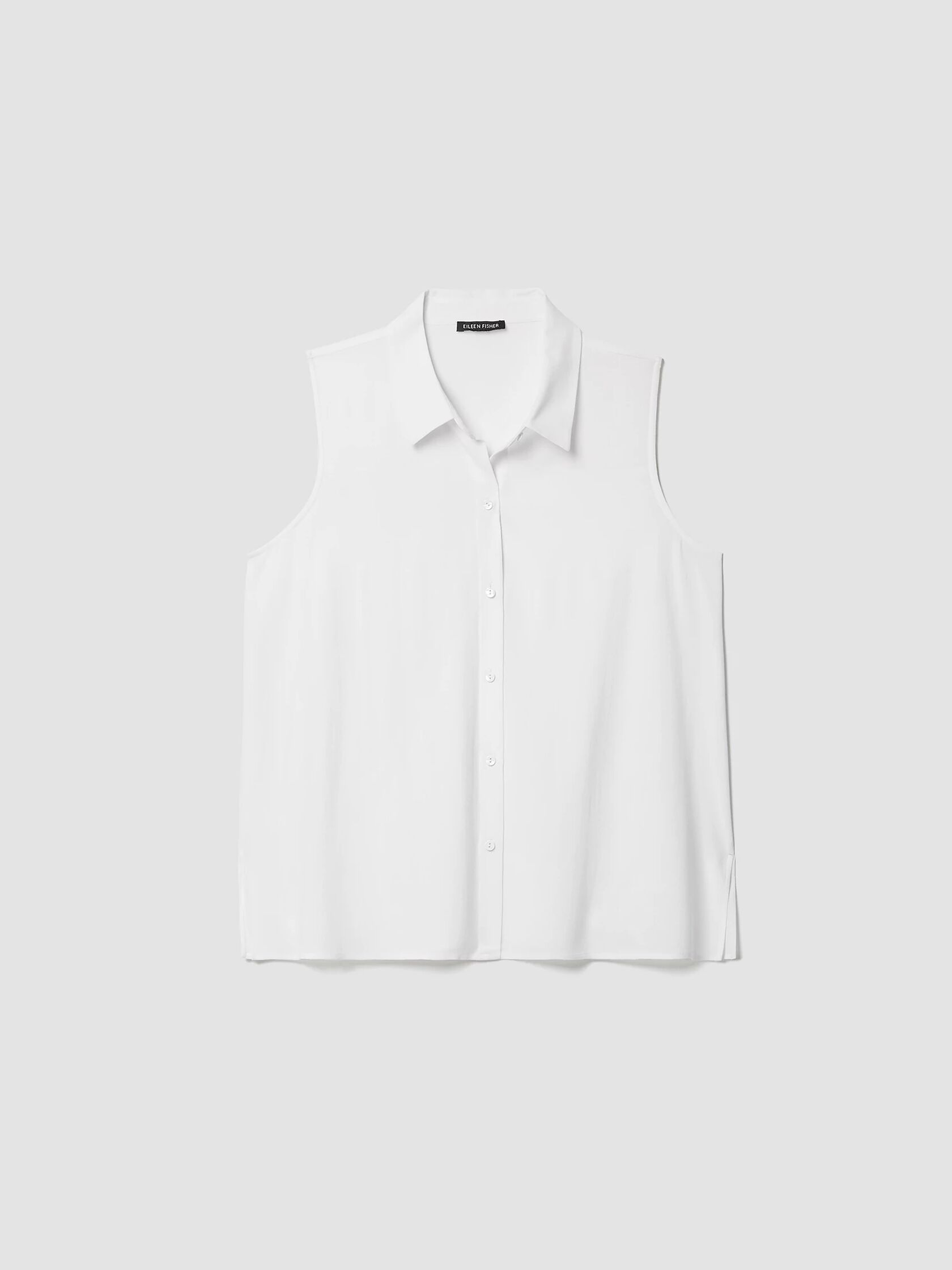 Silk Georgette Crepe Classic Collar Sleeveless Shirt