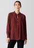 Silk Georgette Crepe Band Collar Shirt