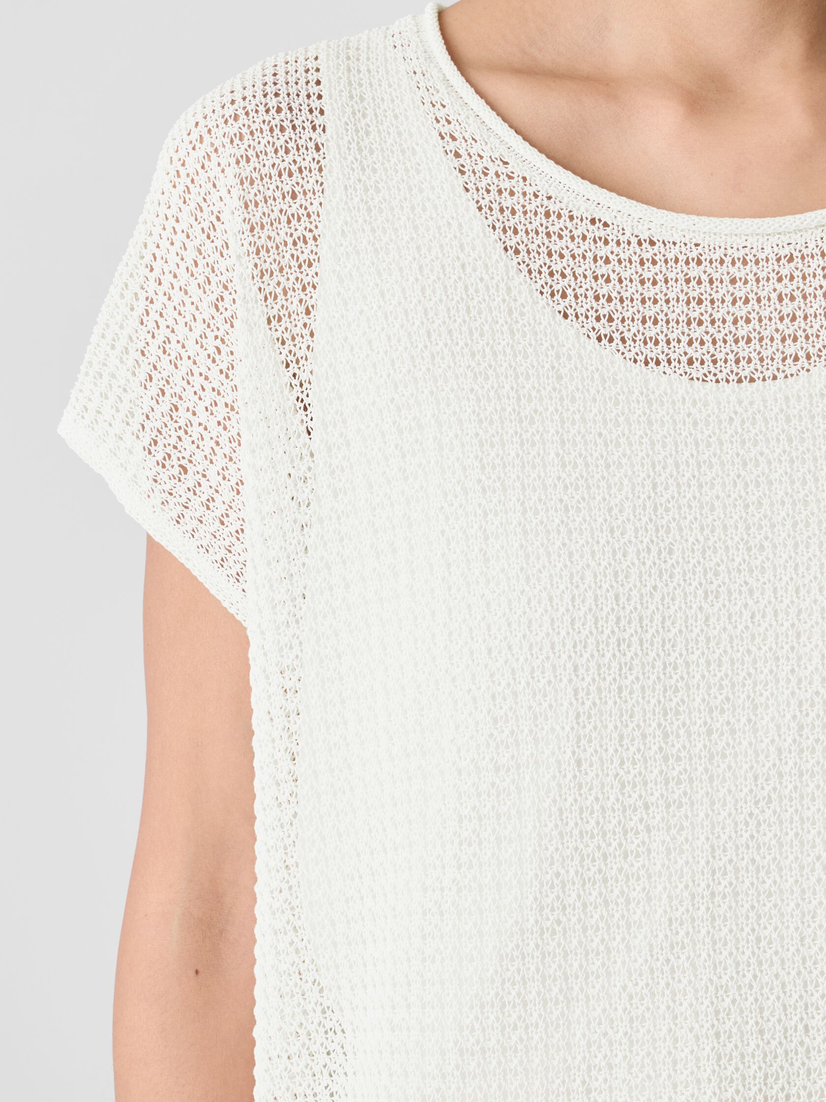Organic Cotton Cord Sheen Jewel Neck Top