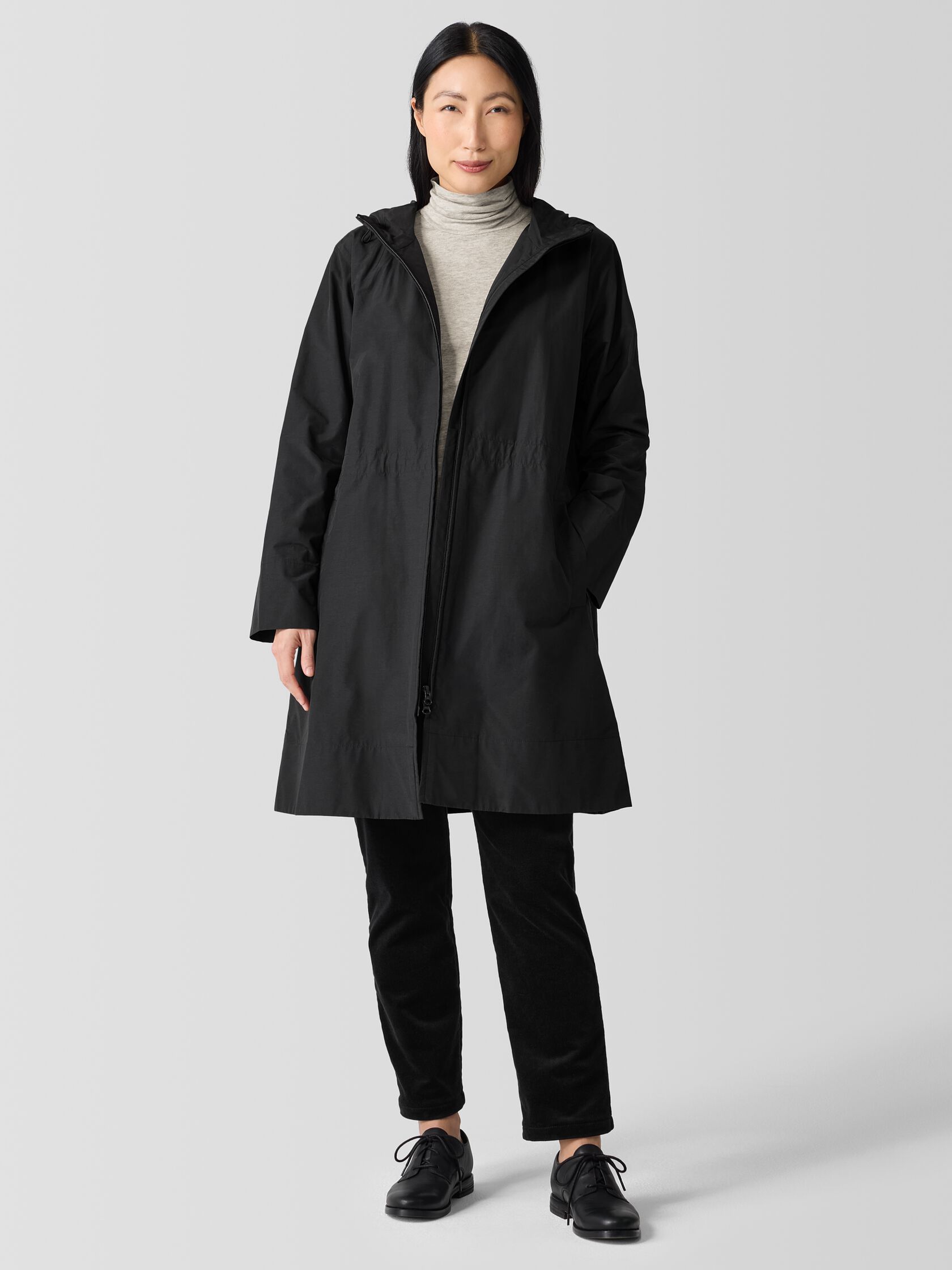 Light Cotton Nylon Hooded Coat