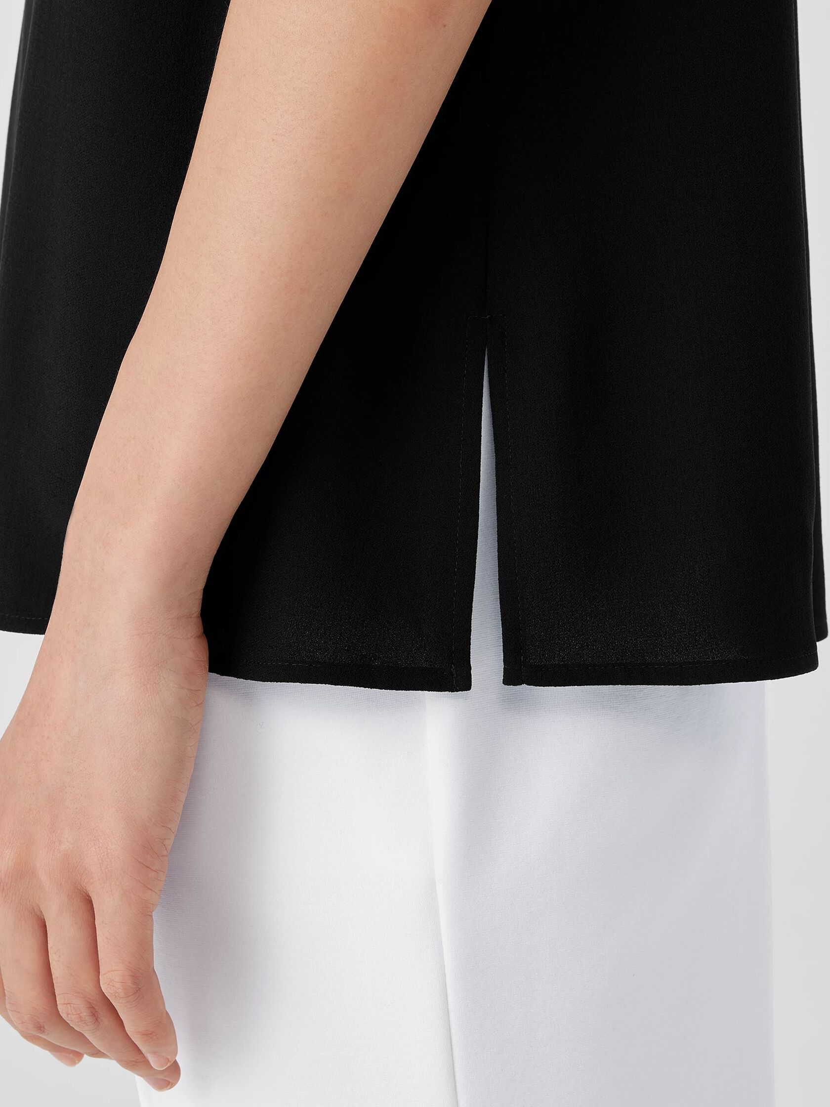 Silk Georgette Crepe Scoop Neck Tank