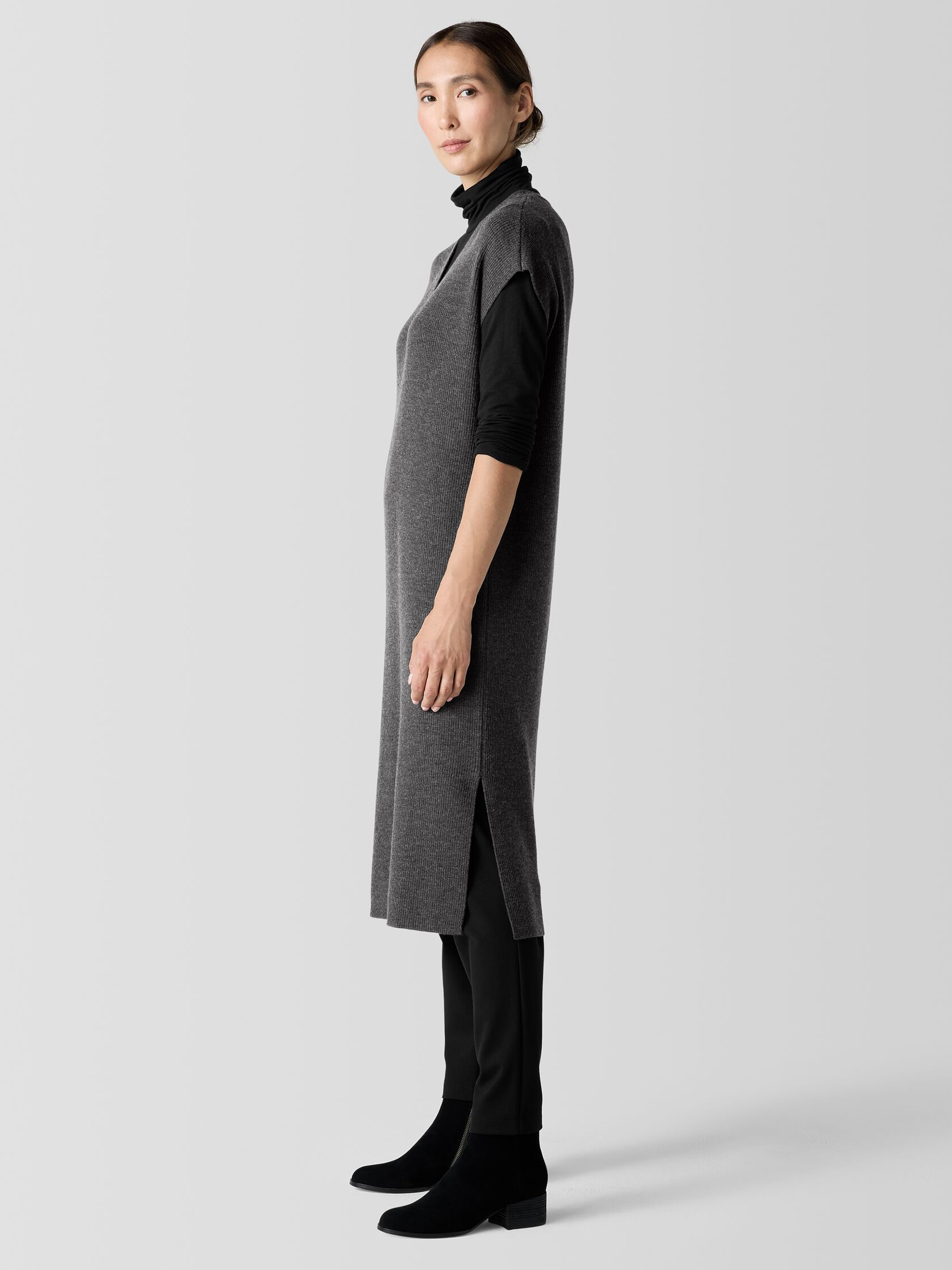 Merino Rib V-Neck Dress