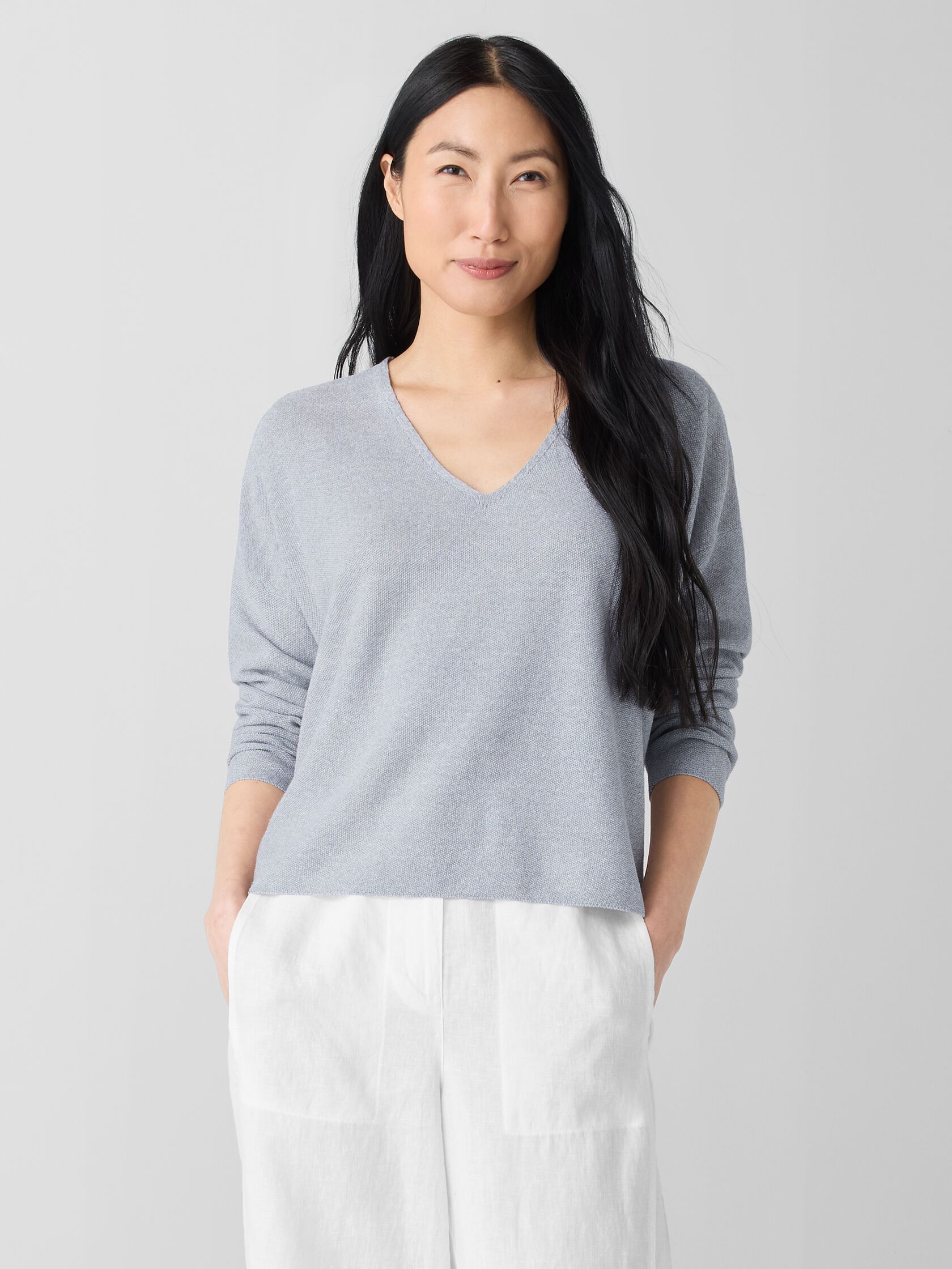 Organic Linen Cotton V-Neck Top