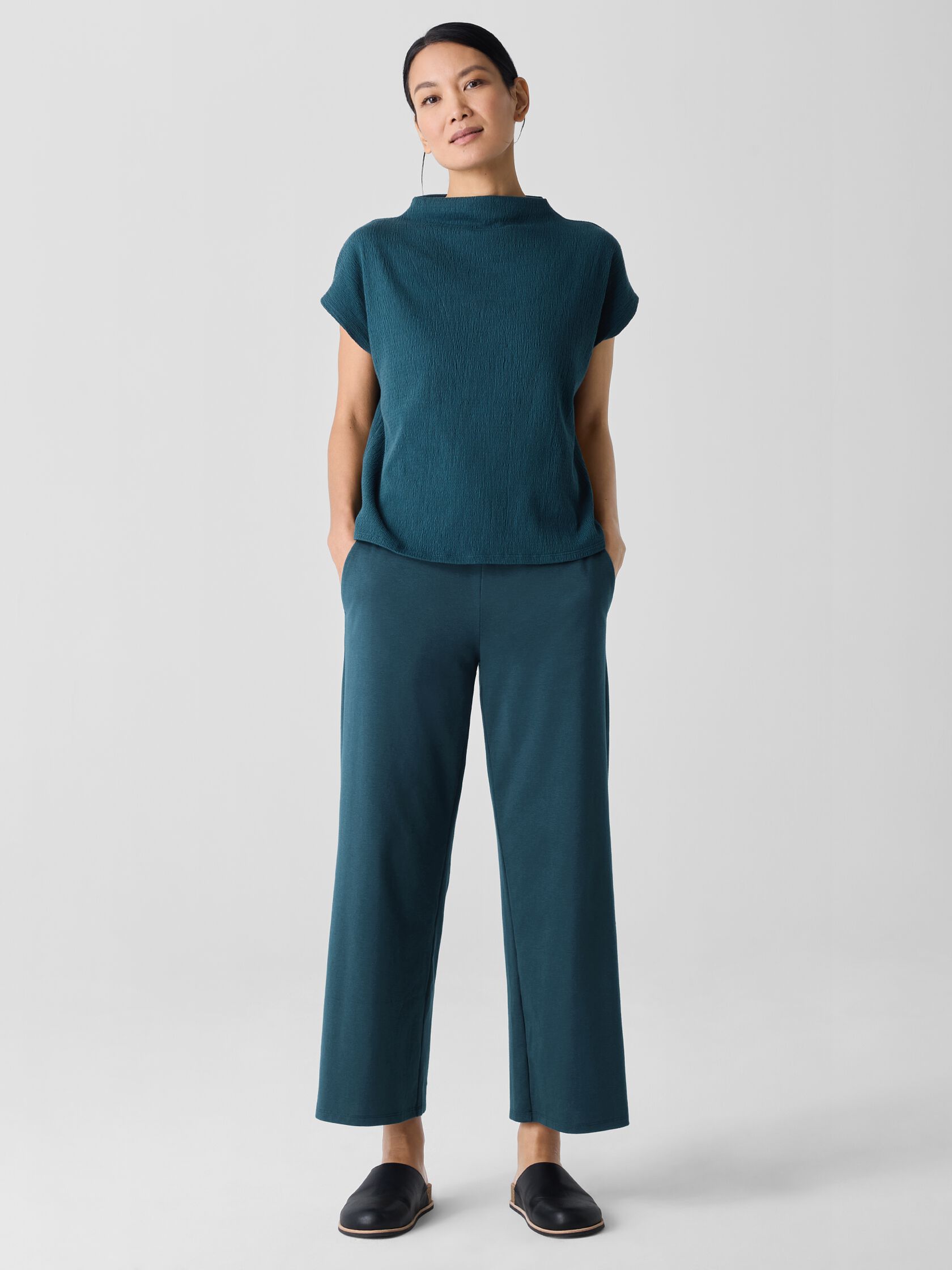 Cotton Blend Ponte&nbsp;Wide-Leg Pant