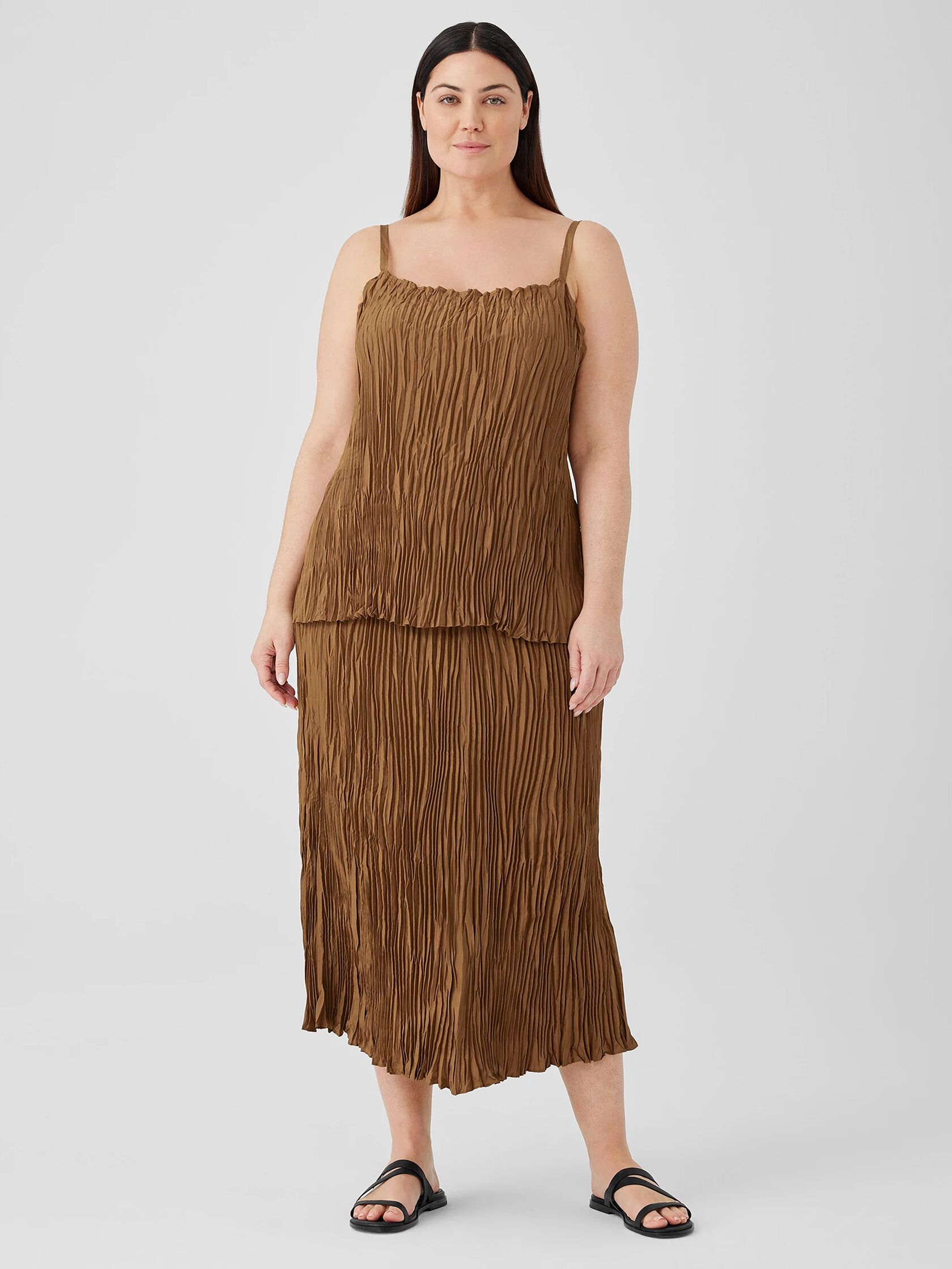 Crushed Silk Maxi Skirt