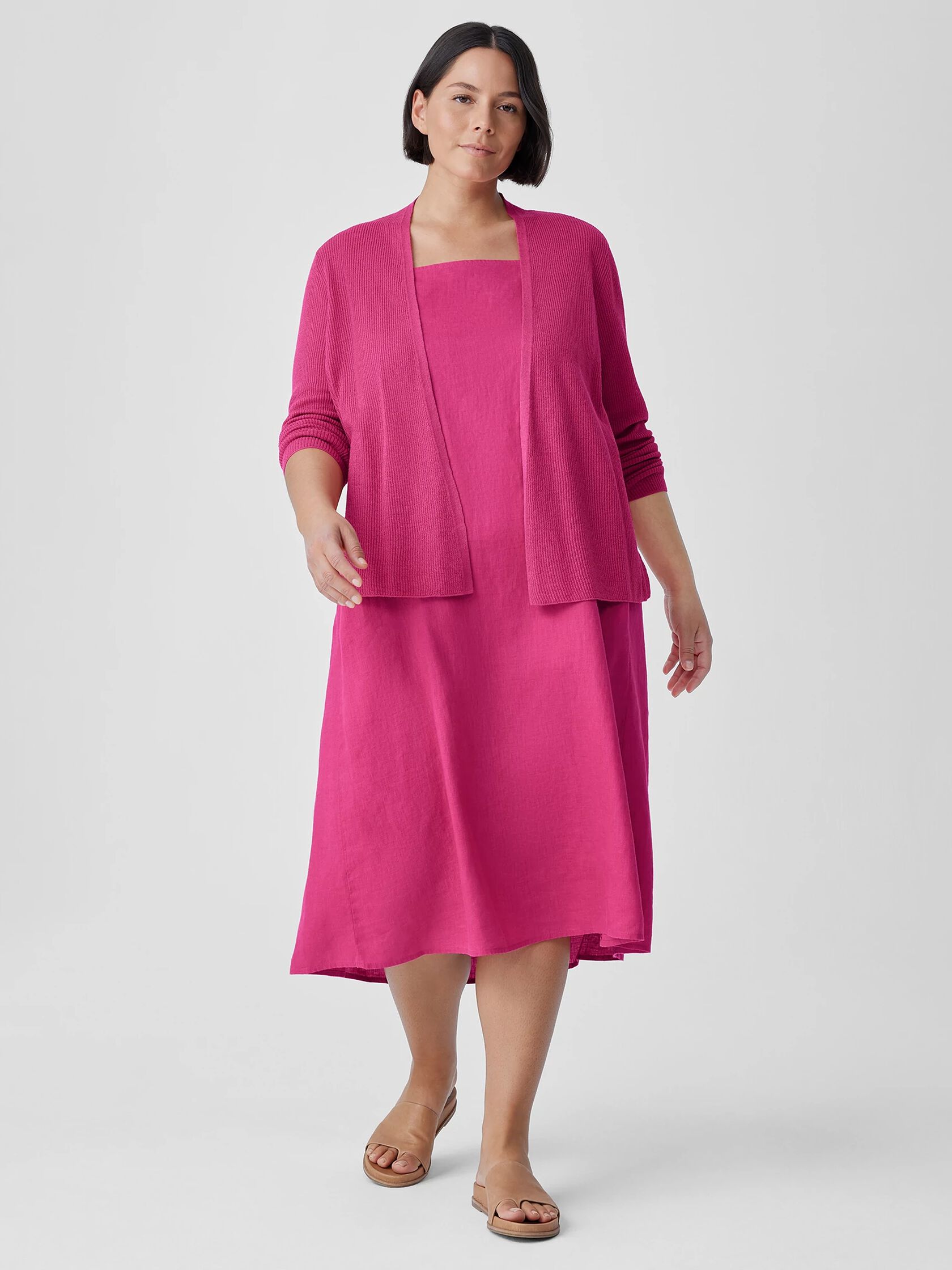 Organic Linen Cotton Airy Tuck Cropped Cardigan