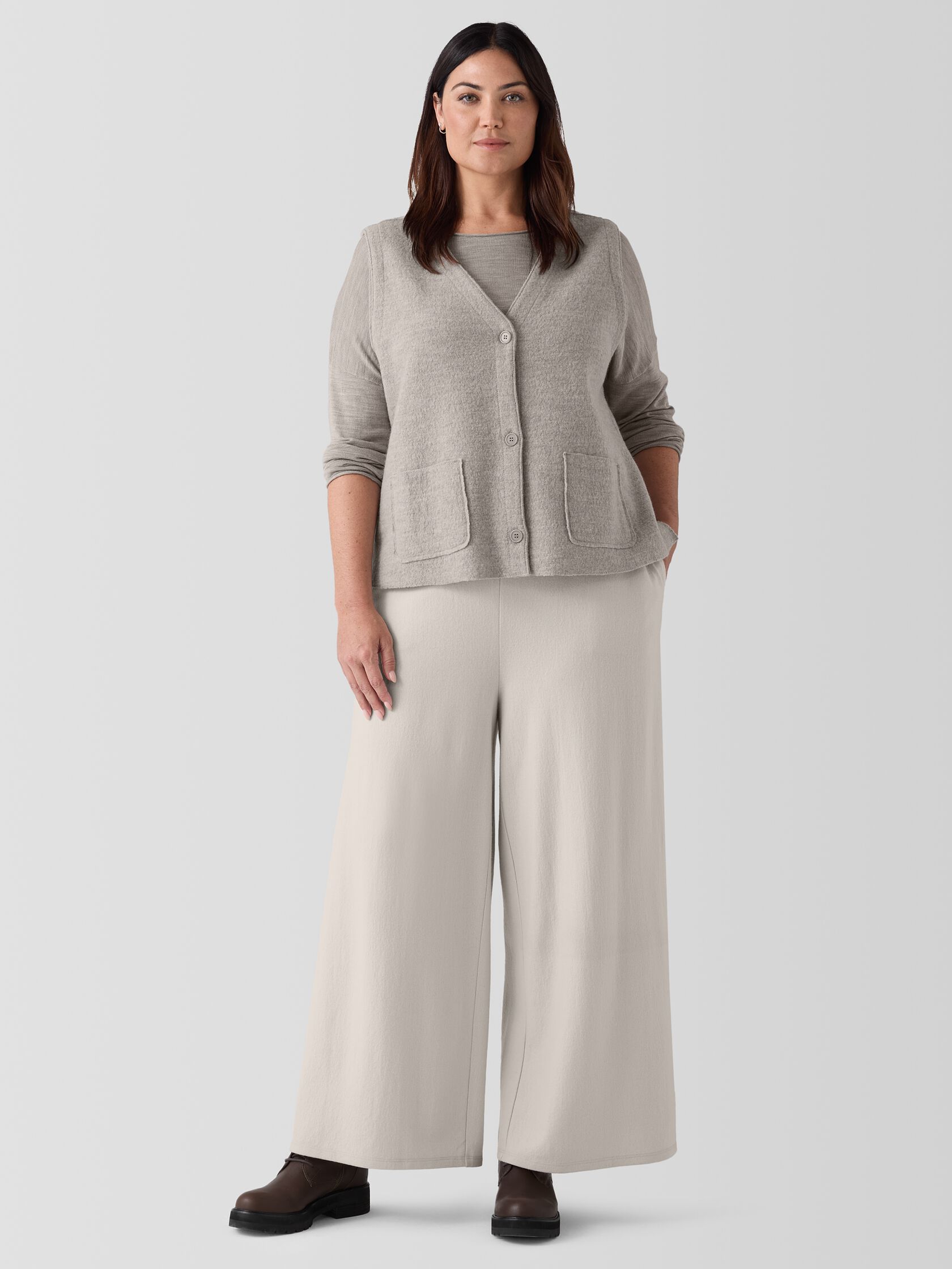 Felted Wool Jersey Wide-Leg Pant in Regenerative Wool