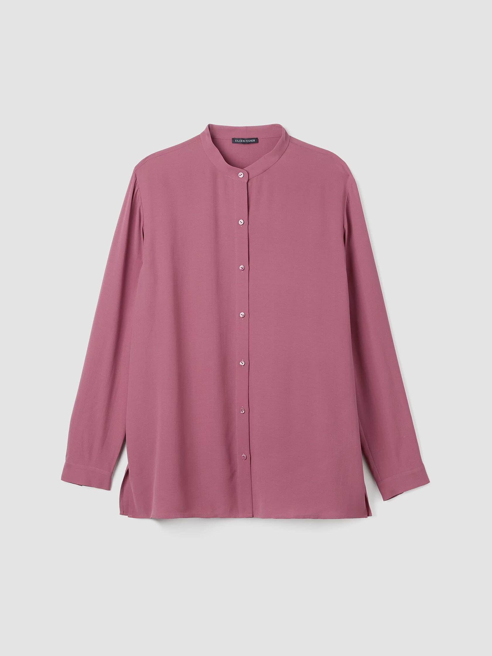 Silk Georgette Crepe Mandarin Collar Shirt