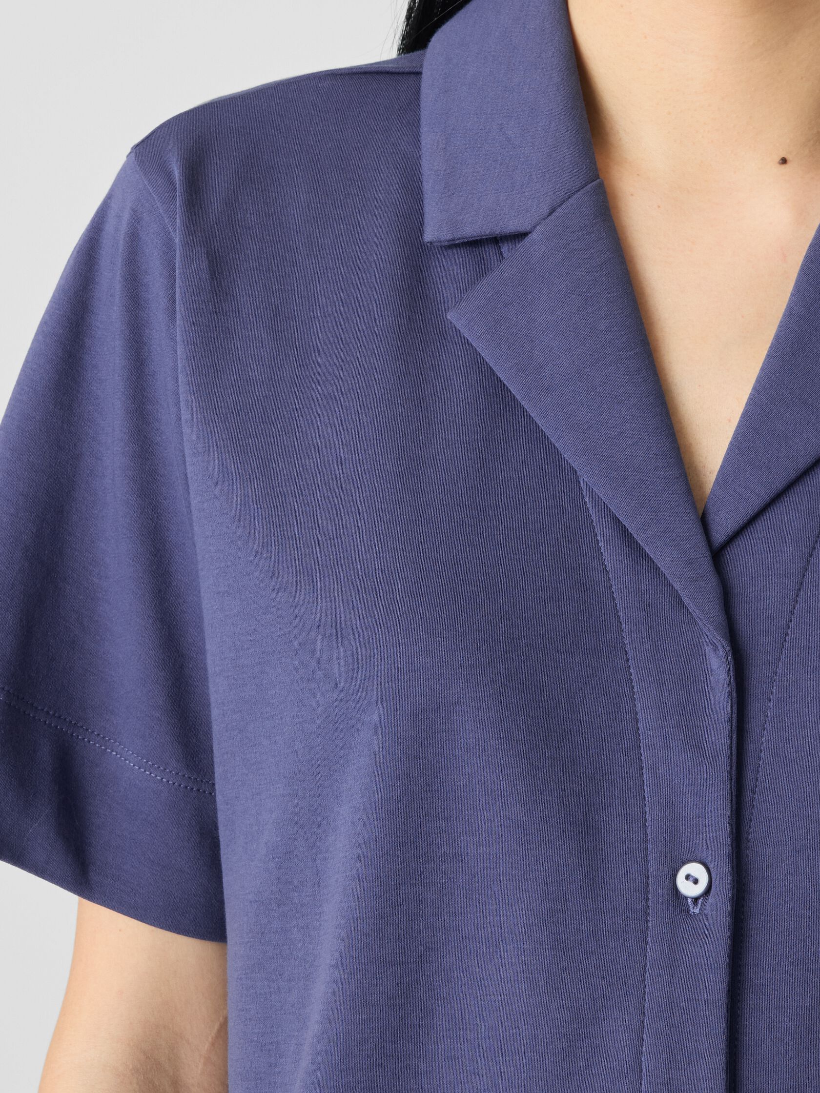 Organic Cotton Interlock Notch Collar Sleep Shirt