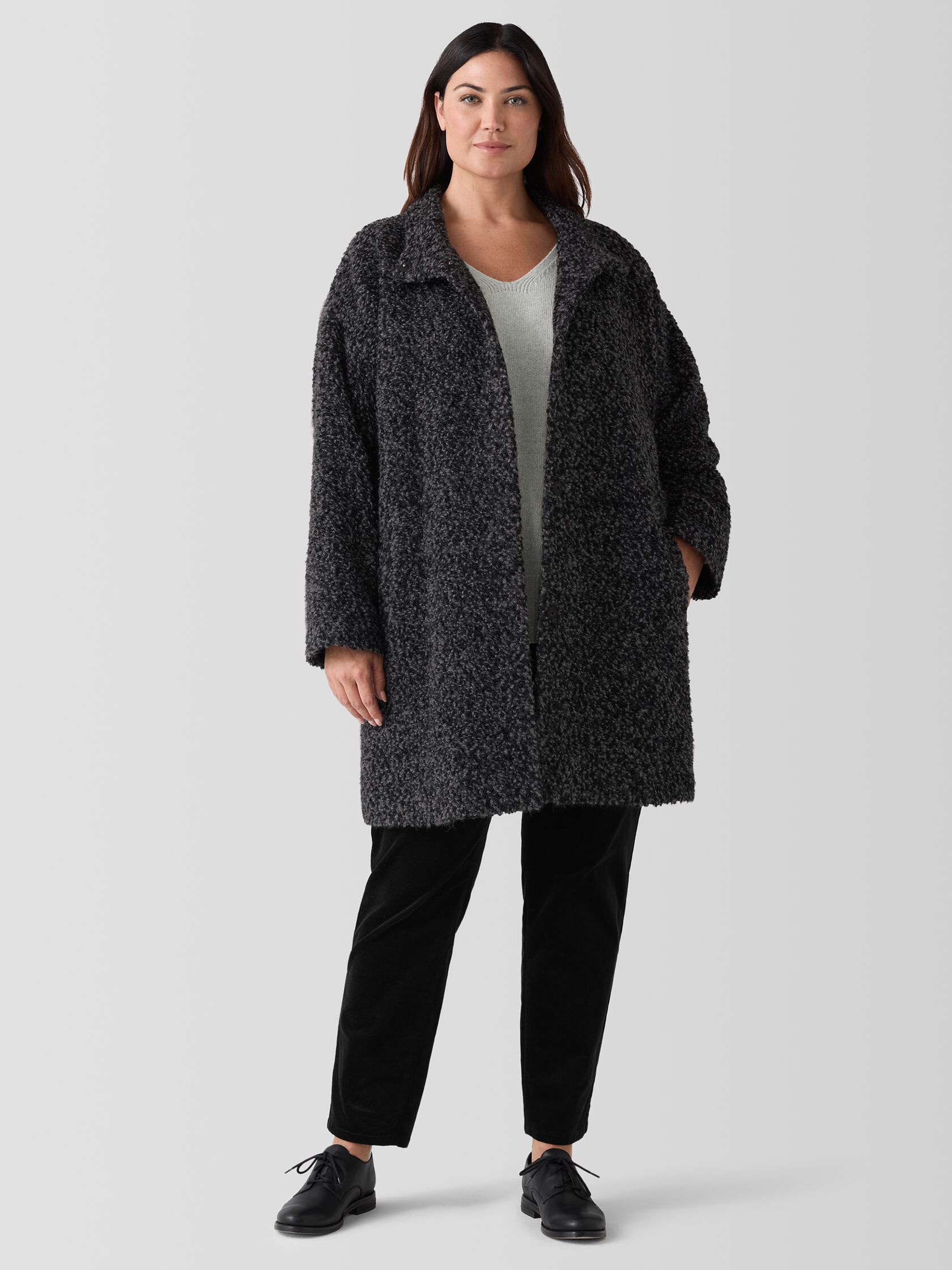 Curly Alpaca Stand Collar Coat