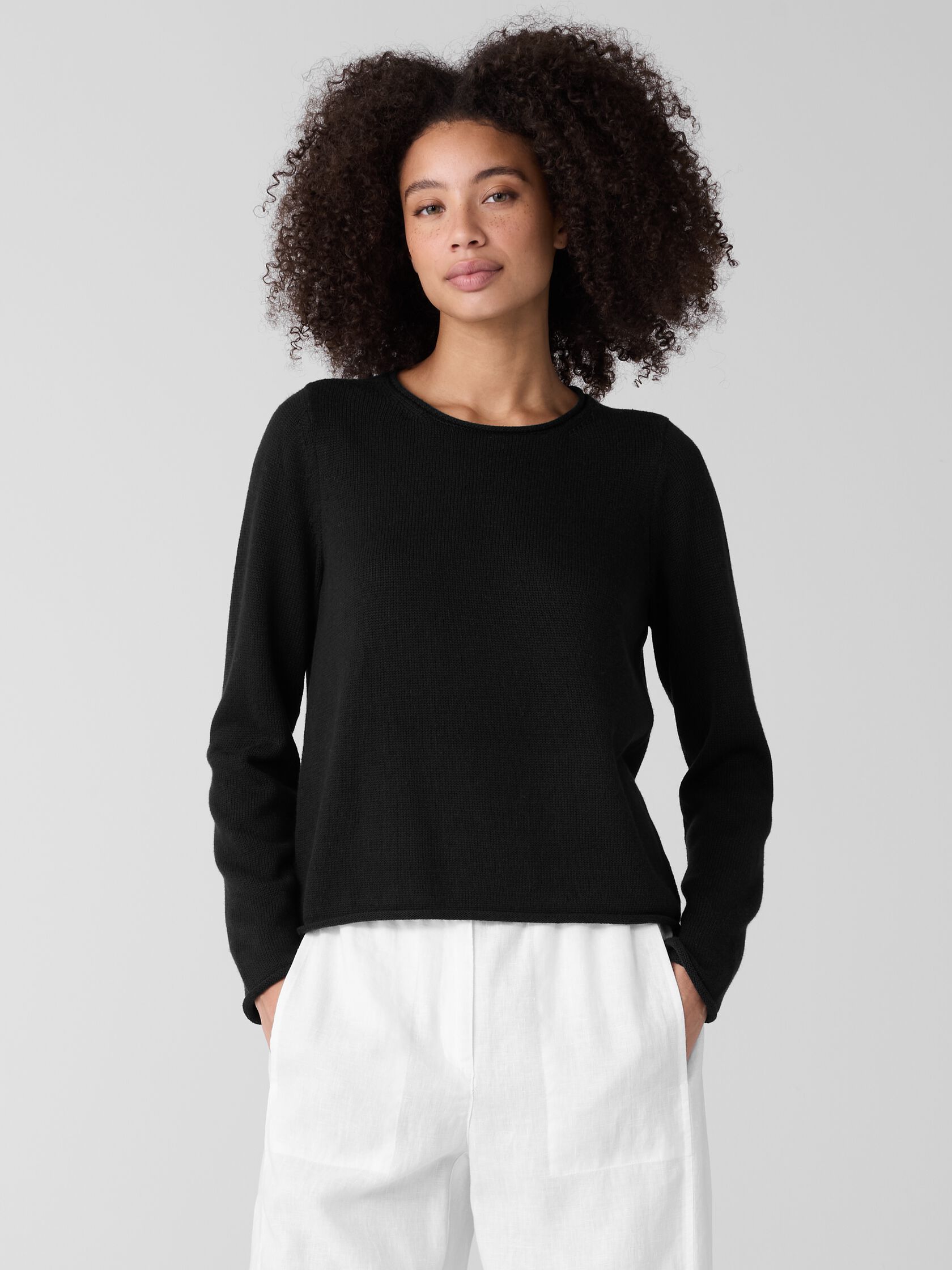 Peruvian Cotton Blend Jewel Neck Top