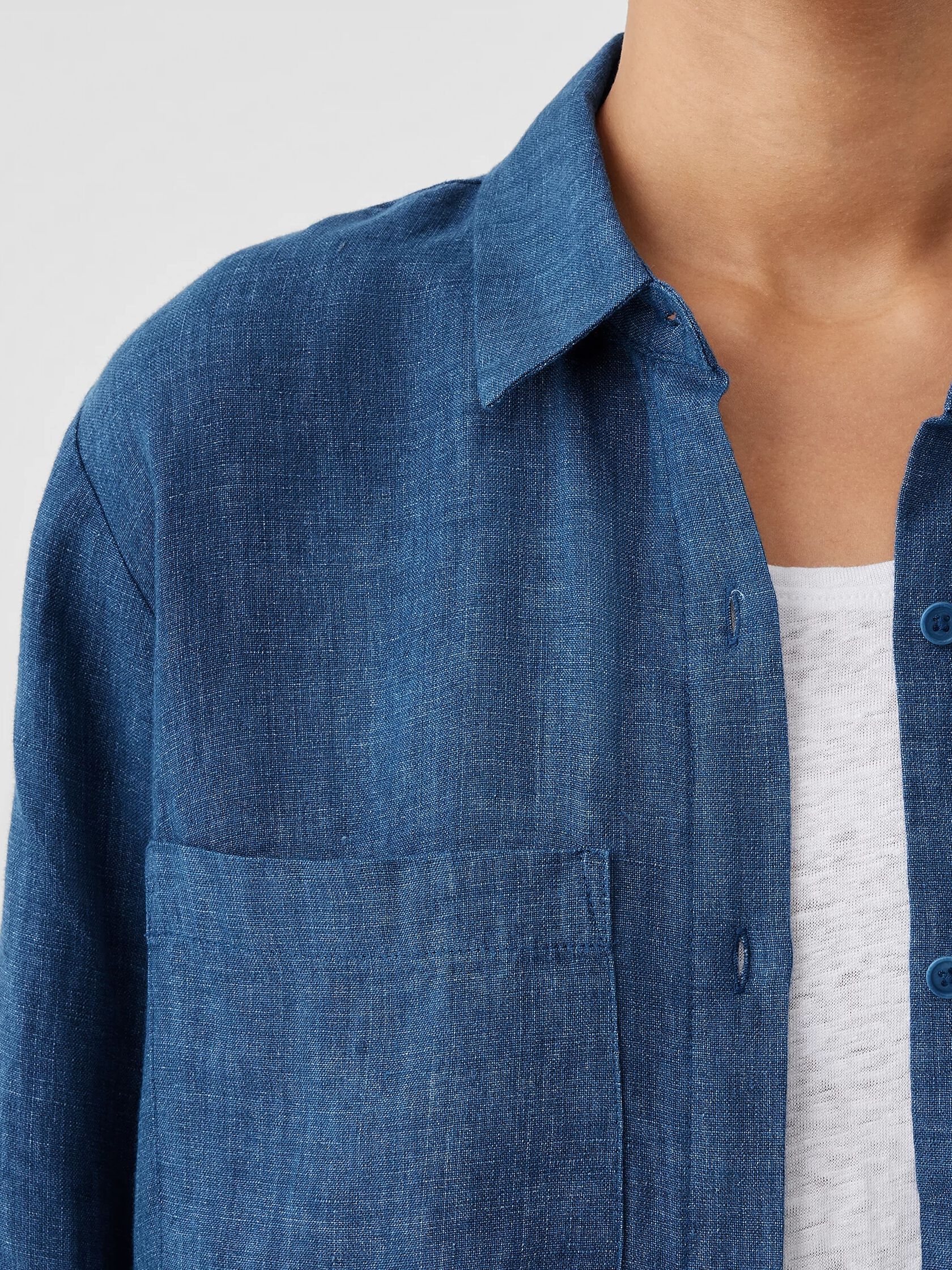 Washed Organic Linen Delave Shirtdress