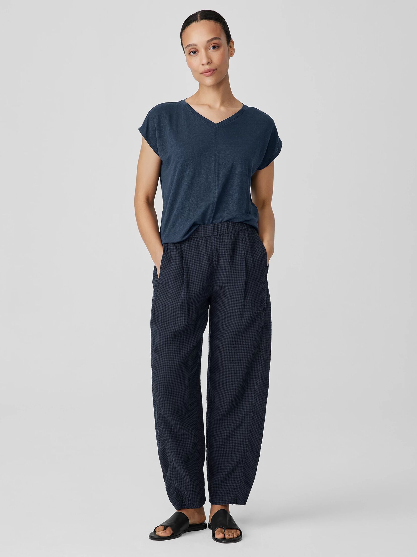 Puckered Organic Linen&nbsp;Lantern Pant