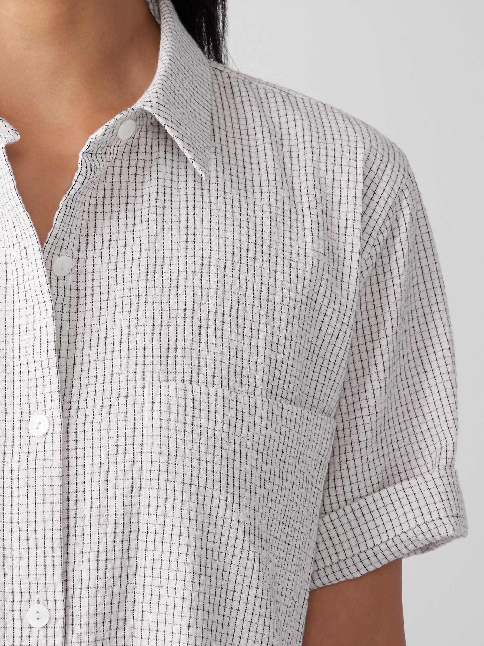 Organic Cotton Ripple&nbsp;Checkered&nbsp;Shirtdress