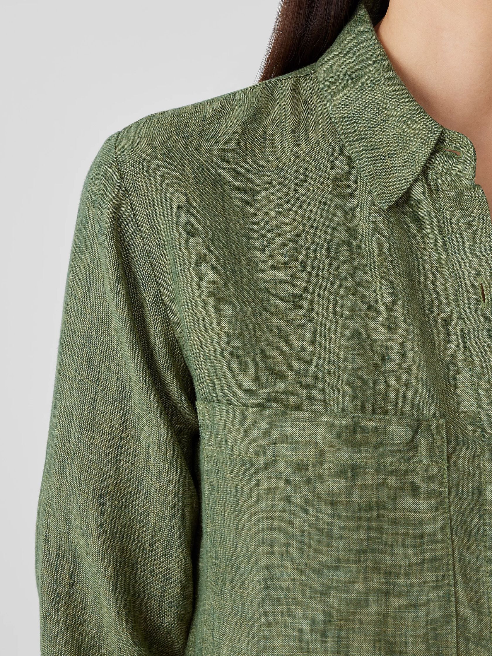 Washed Organic Linen Delave Shirtdress