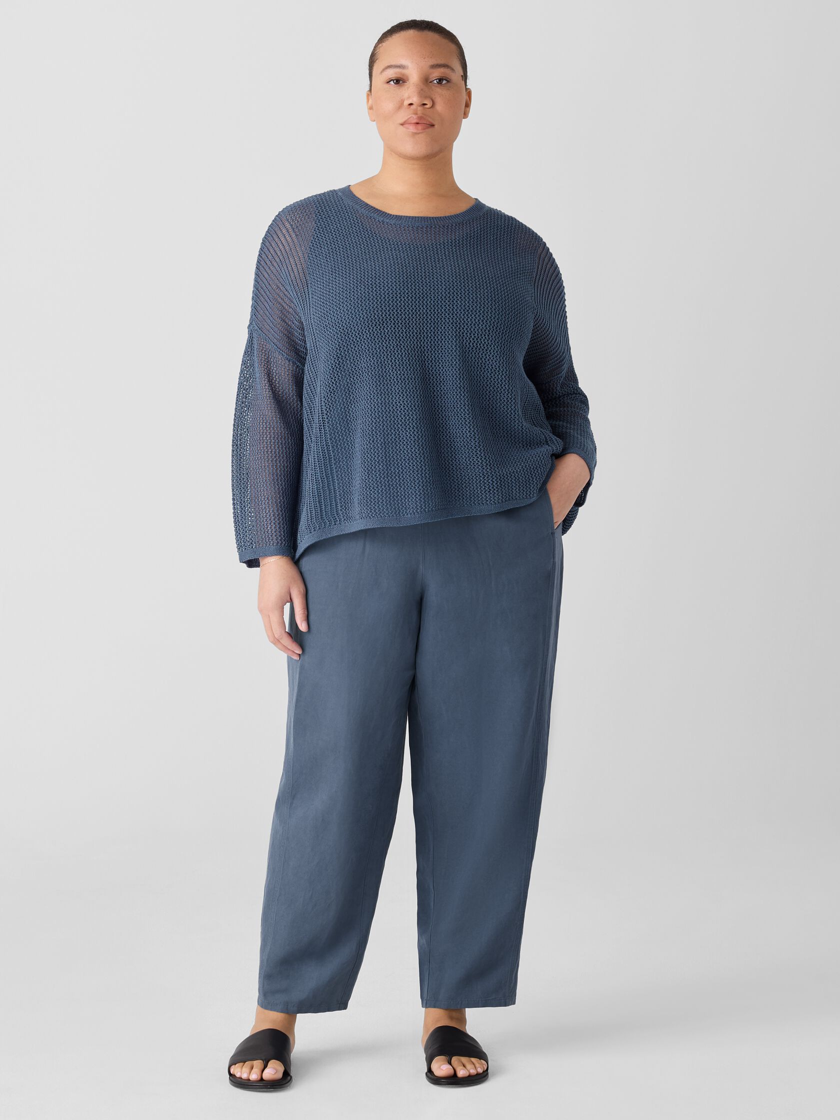Linen Silk Twill Lantern Pant