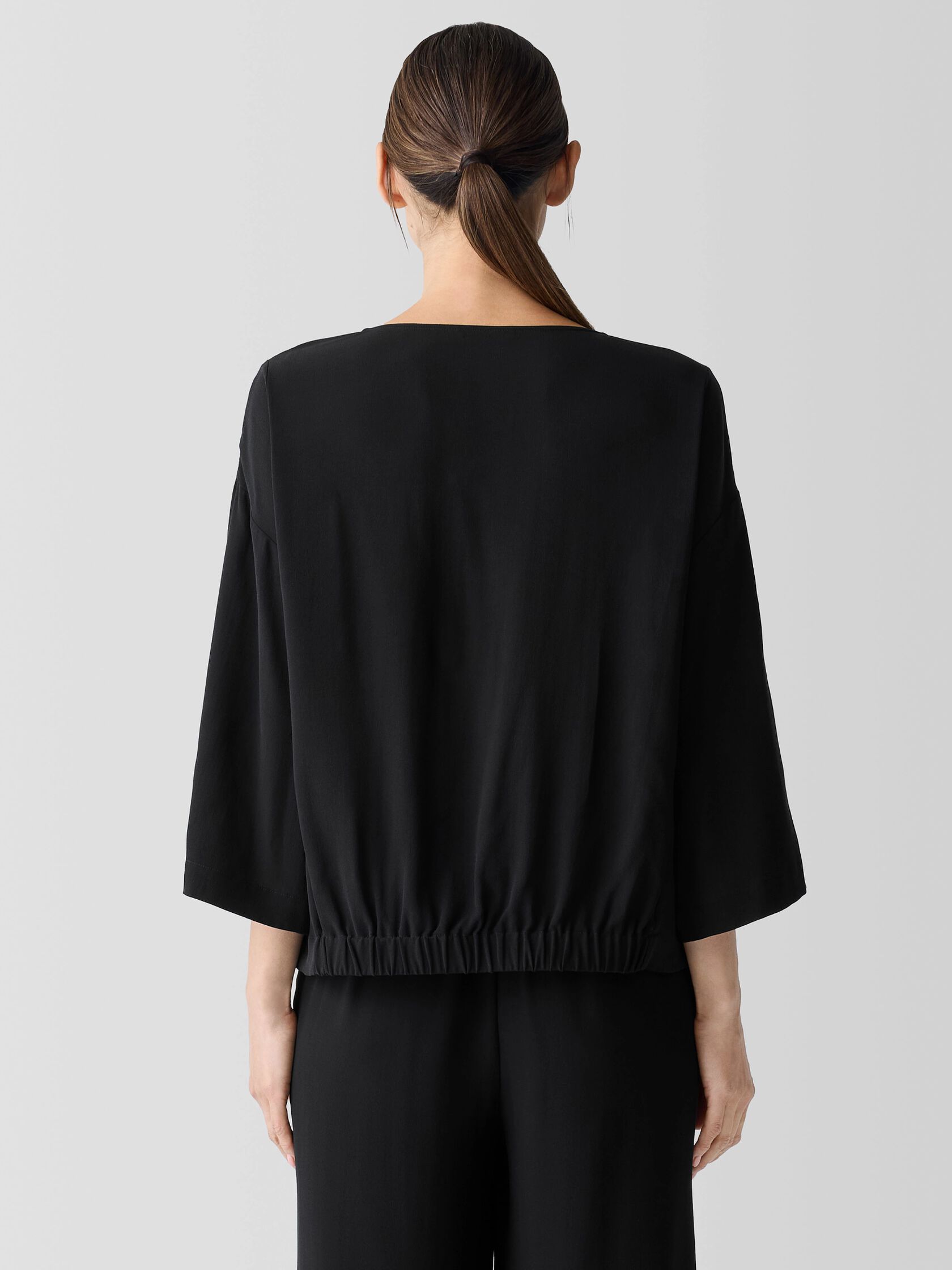 Silk Georgette Crepe V-Neck Top