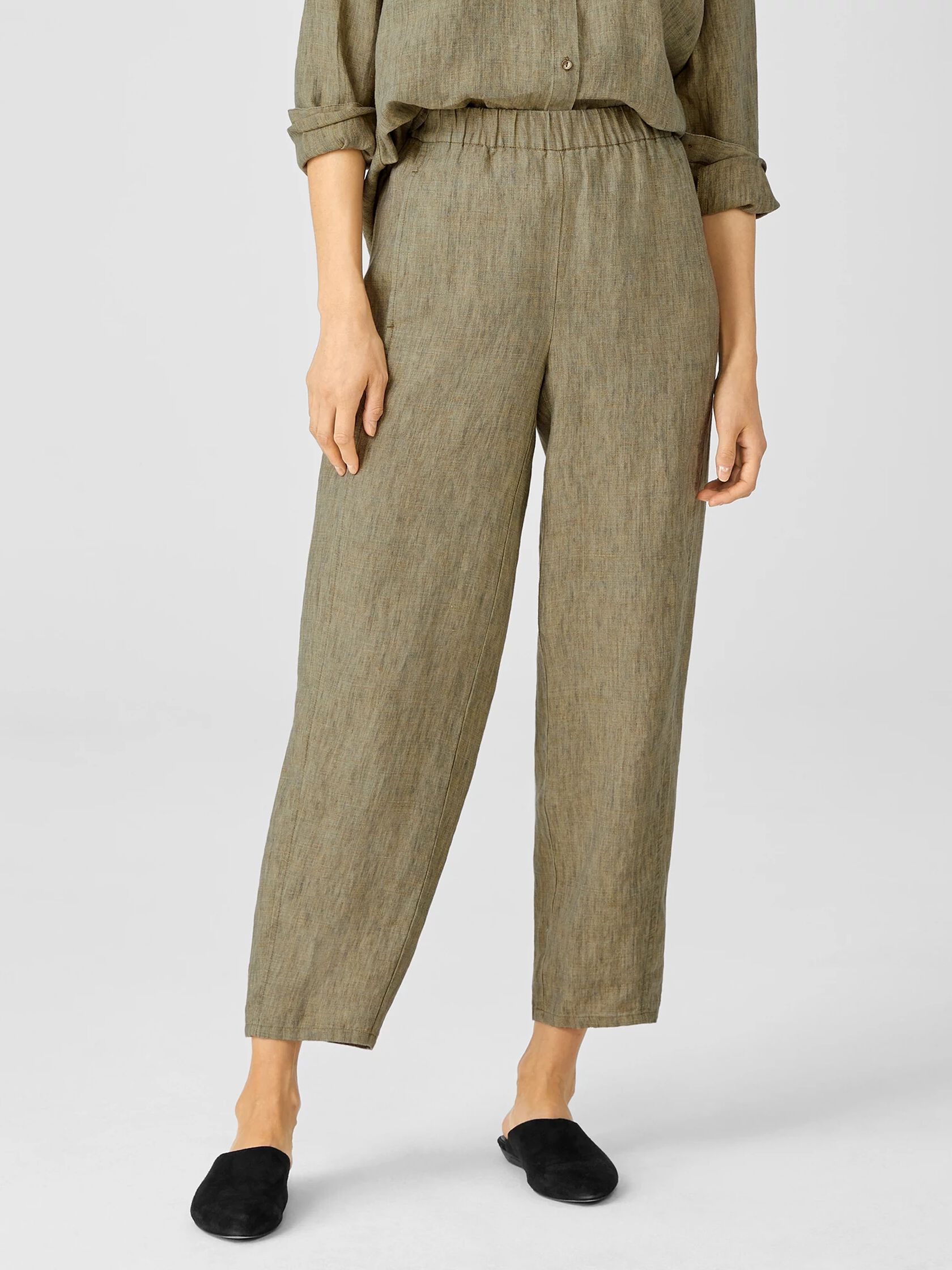 Washed Organic Linen Delave Lantern Pant