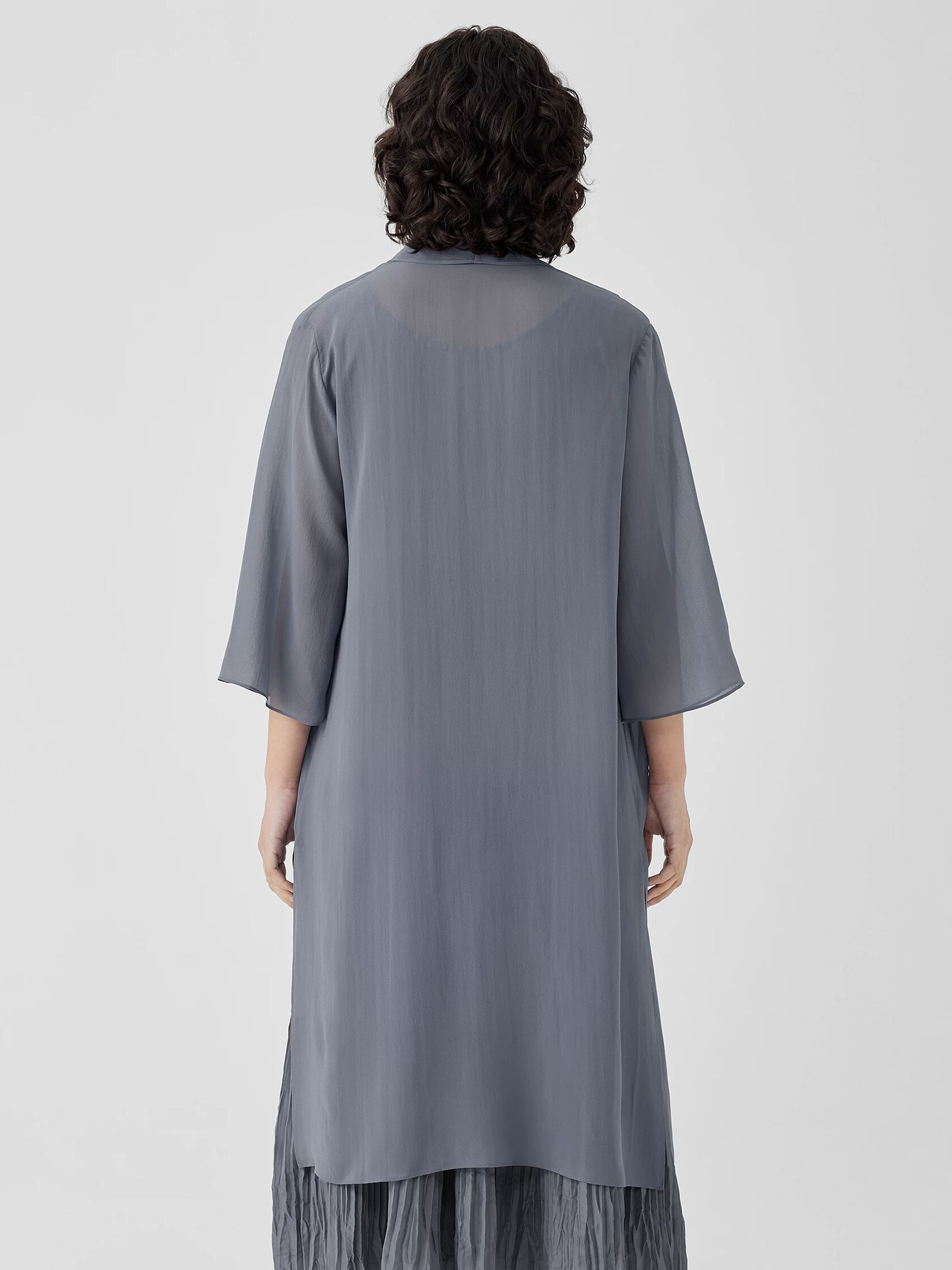 Sheer Silk Georgette High Collar Jacket