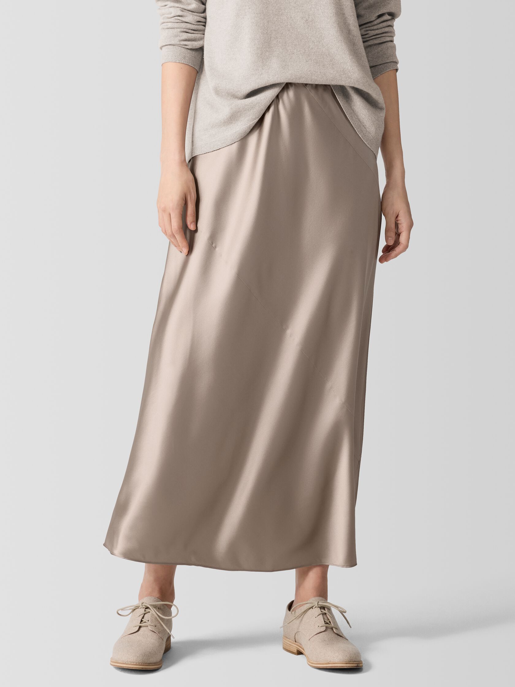 Stretch Silk Charmeuse Bias Skirt