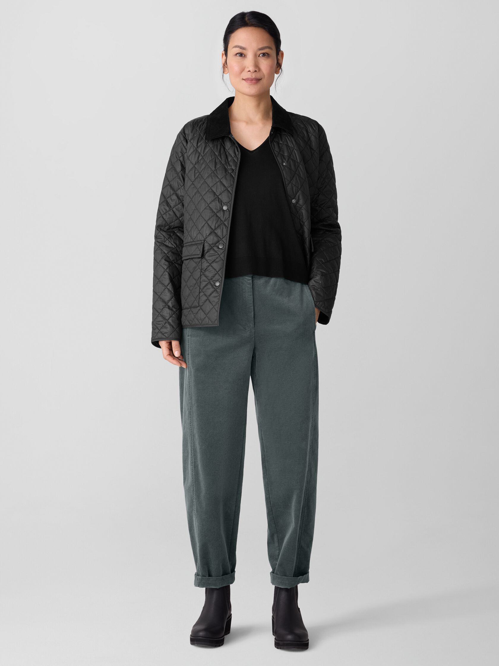 Organic Cotton Stretch Corduroy Lantern Pant