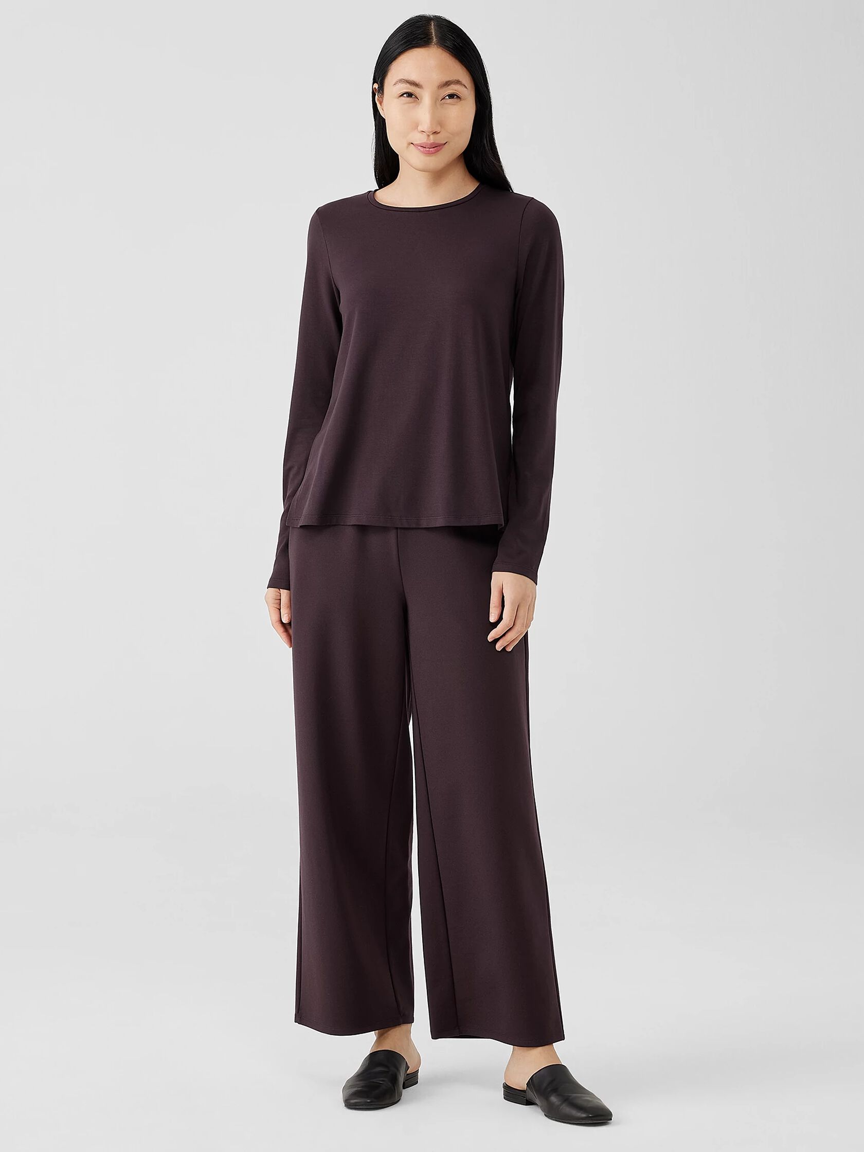 Stretch Jersey Knit Crew Neck Top