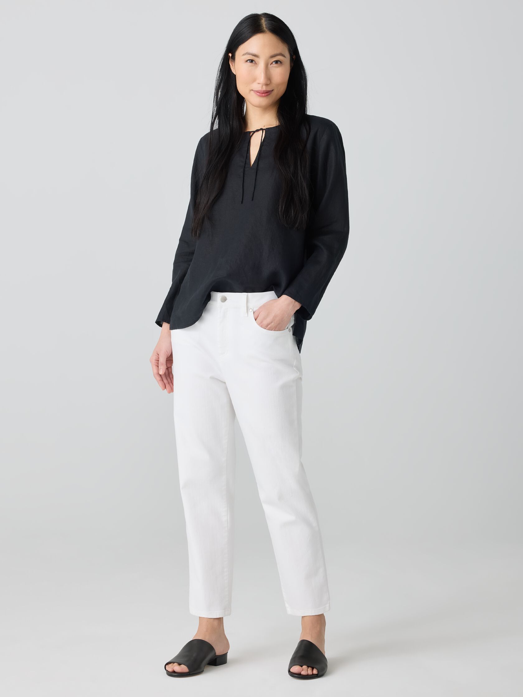 Garment-Dyed Organic Cotton Denim Cropped Jean