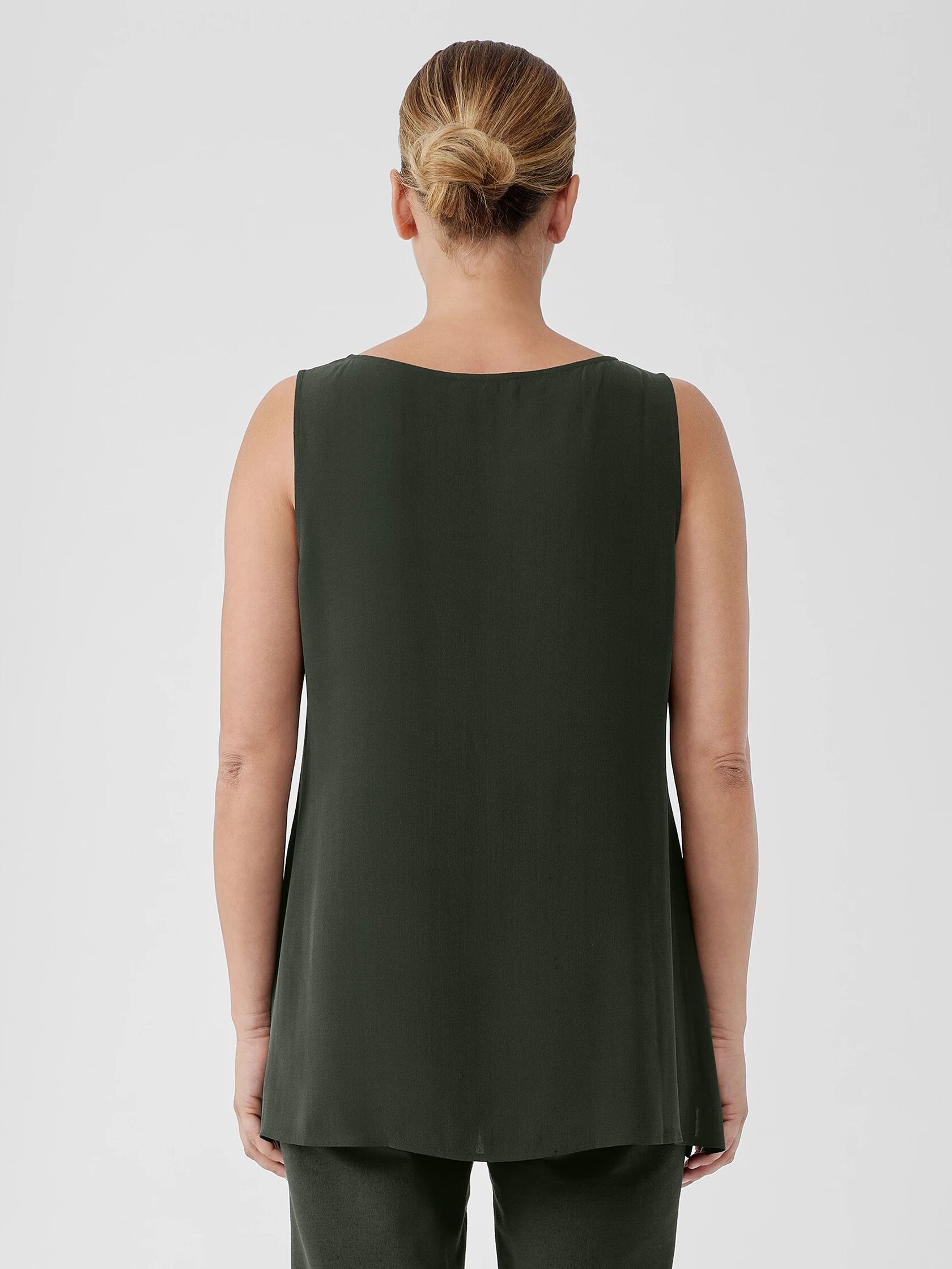 Silk Georgette Crepe&nbsp;Ballet Neck Long Tank