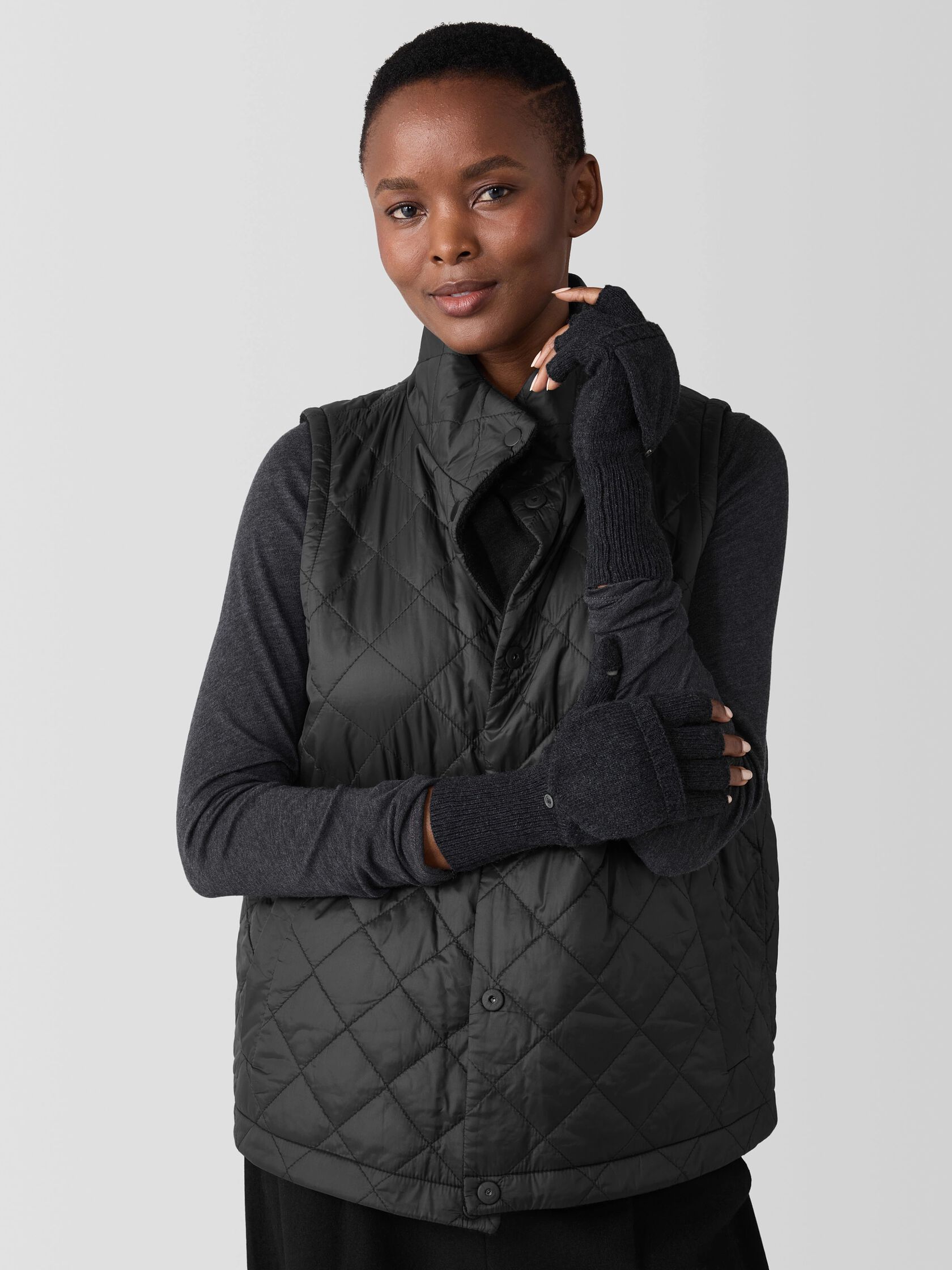 Cotton and Recycled Cashmere Gloves