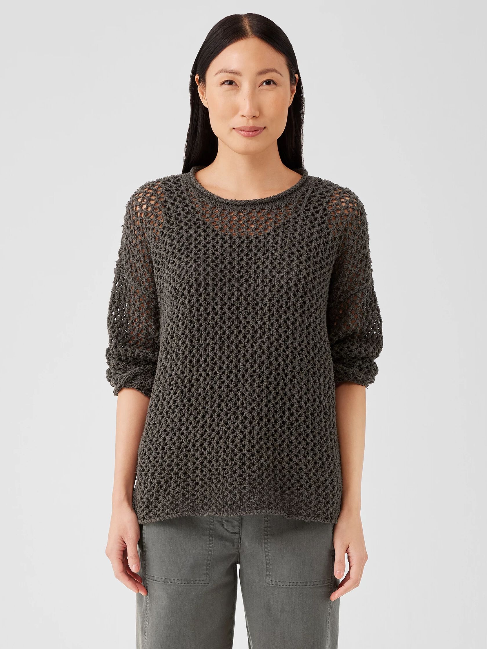 Peruvian Organic Cotton Boucle Crew Neck Top