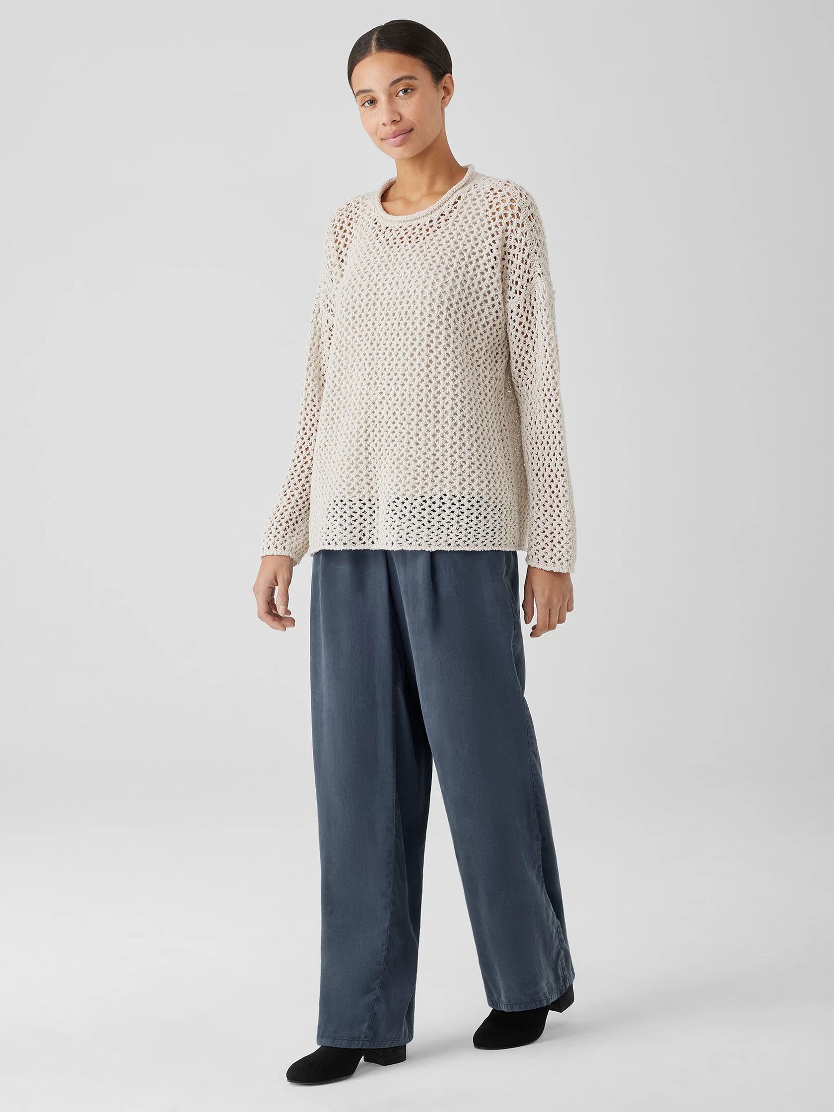 Peruvian Organic Cotton Boucle Crew Neck Top