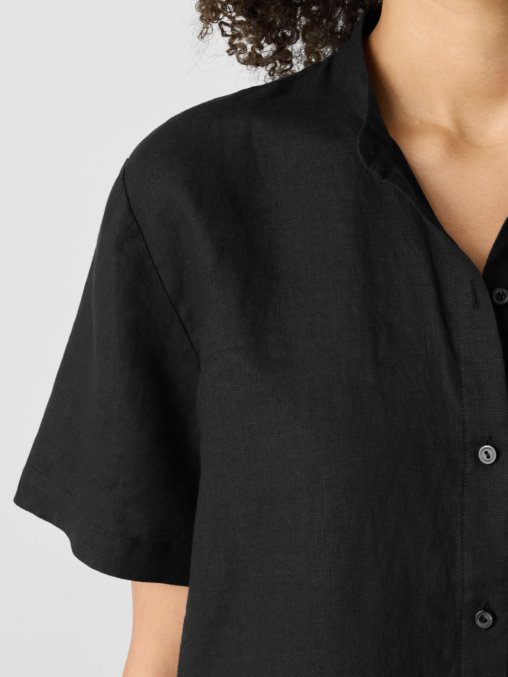 Organic Handkerchief Linen&nbsp;Band Collar Shirt