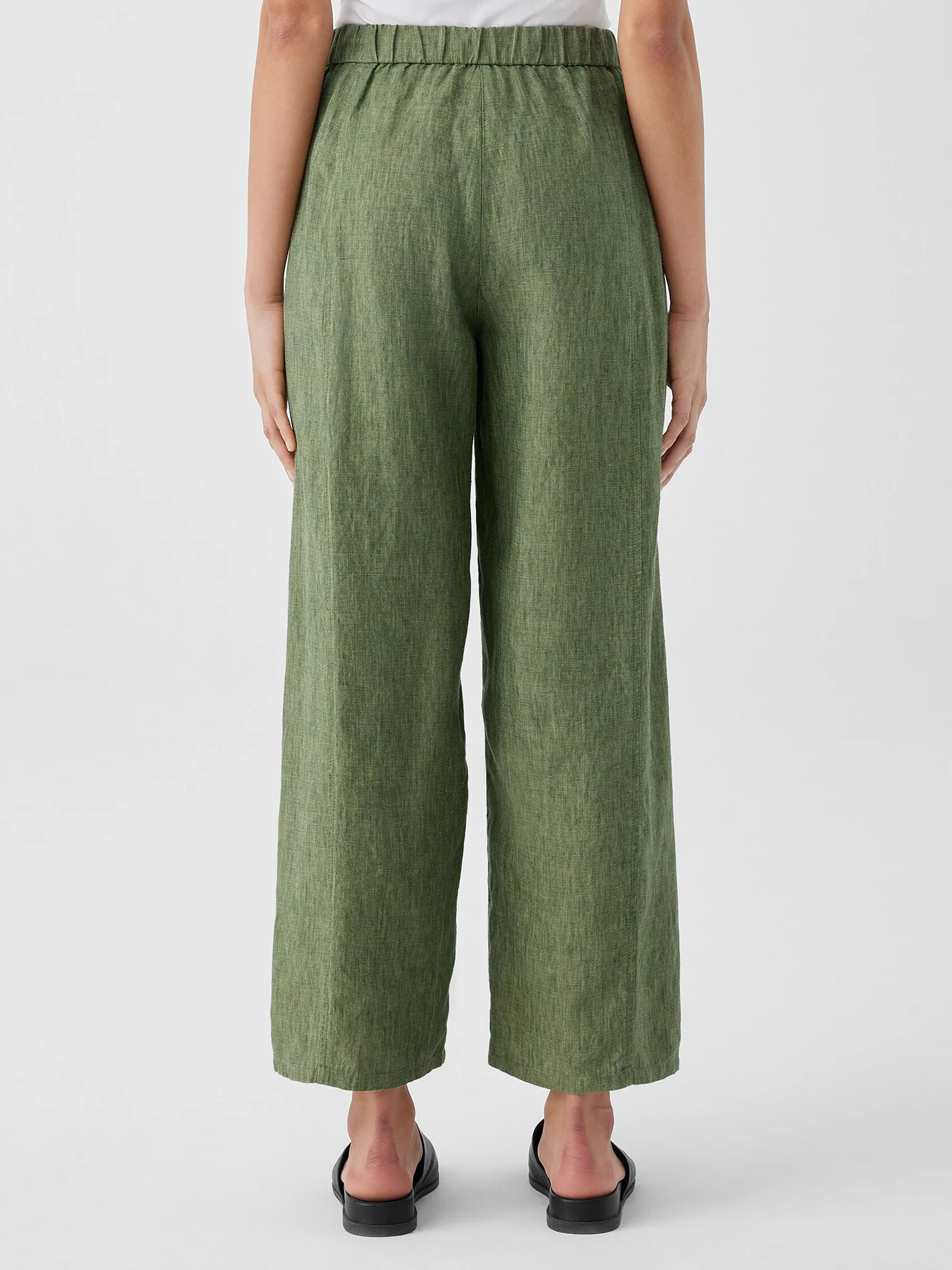 Washed Organic Linen D&eacute;lav&eacute; Wide Trouser Pant