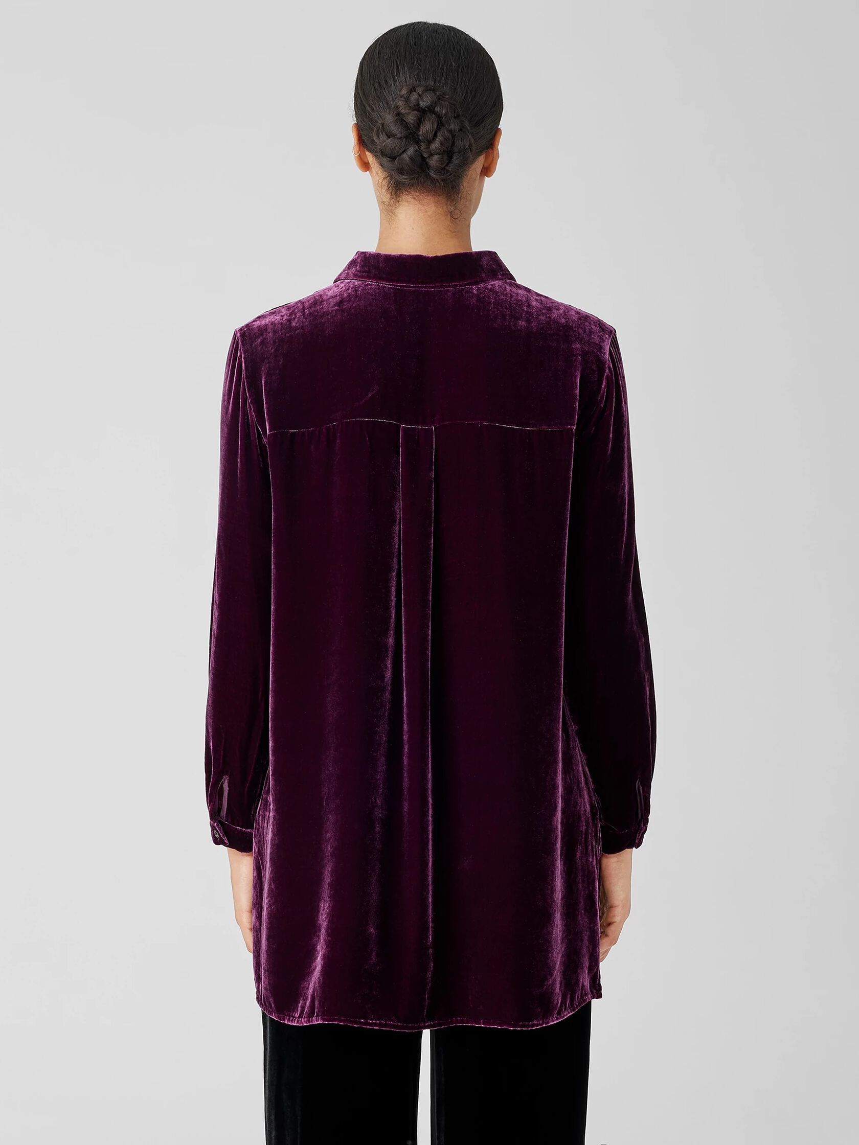 Velvet Classic Collar Long Shirt