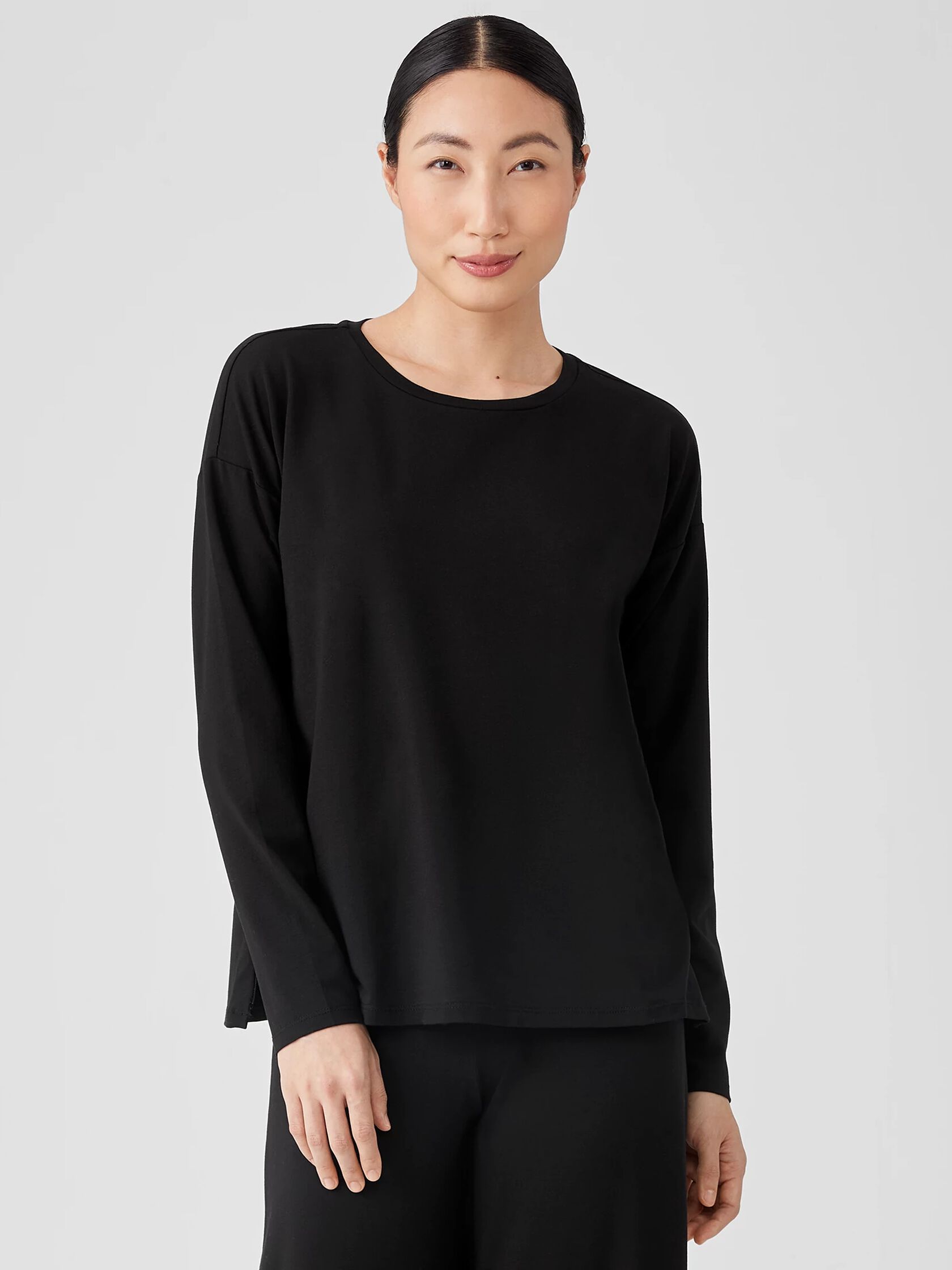 Stretch Jersey Knit Side-Zip Box-Top