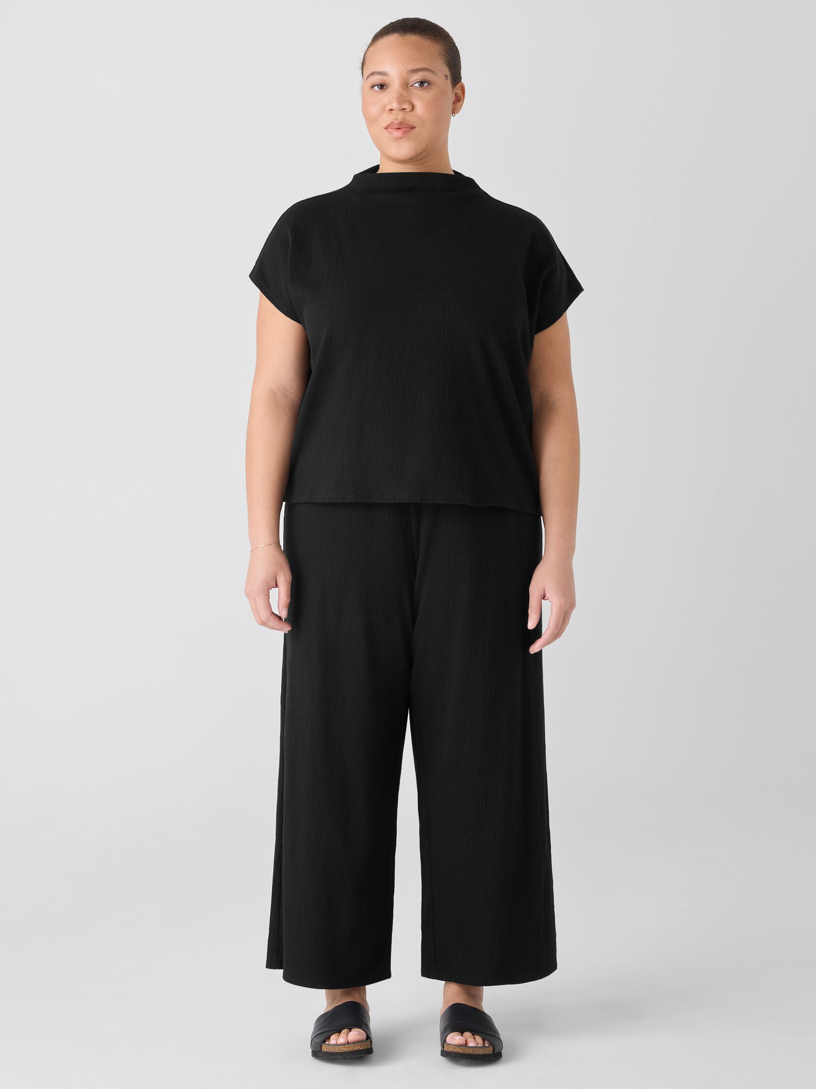 Crinkled Jersey Wide-Leg Pant