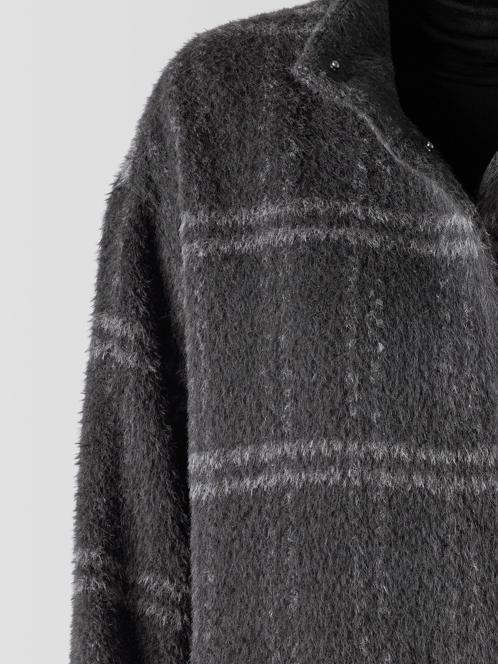 Luxe Alpaca Windowpane Stand Collar Coat