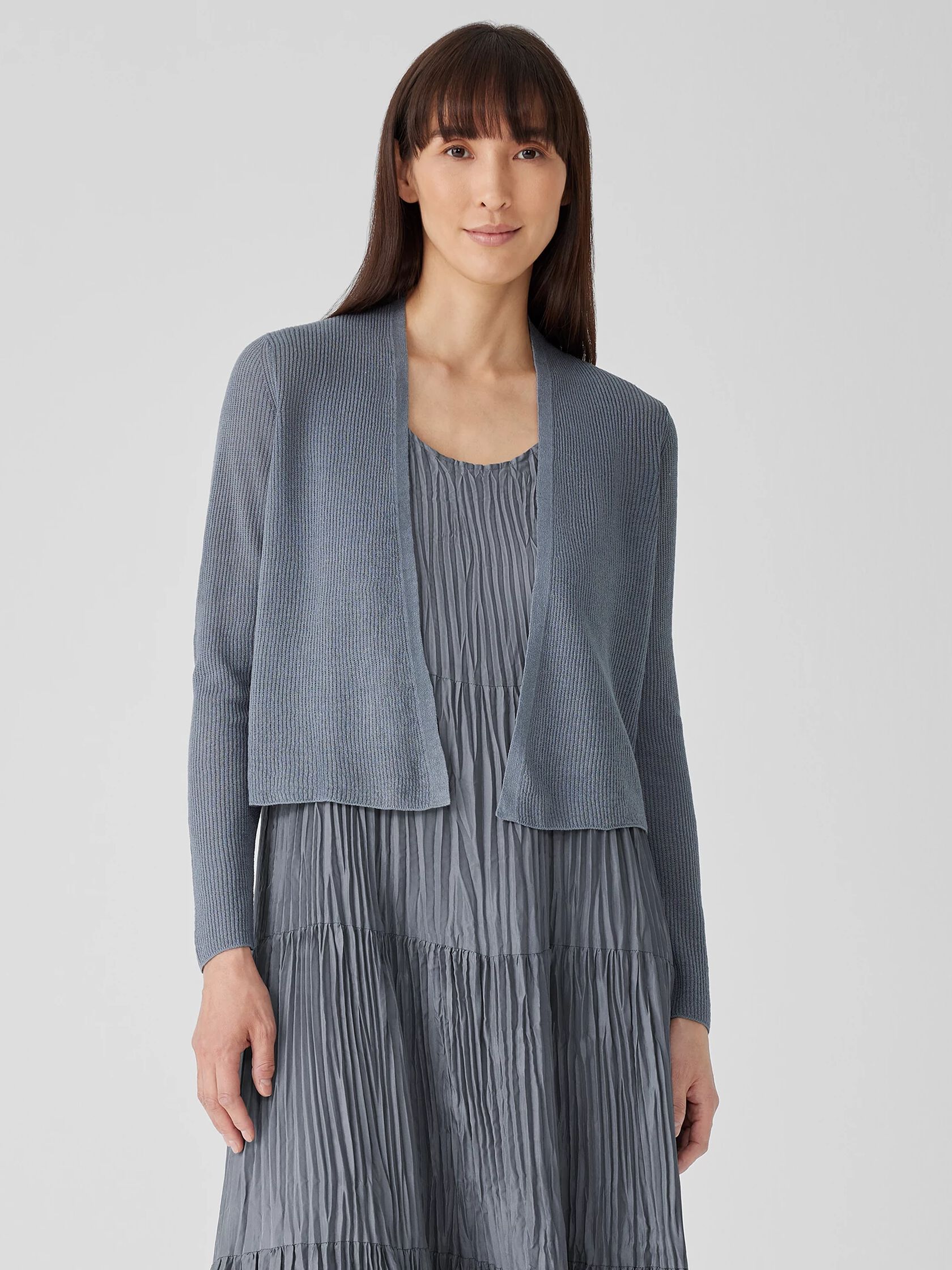 Organic Linen Cotton Airy Tuck Cropped Cardigan