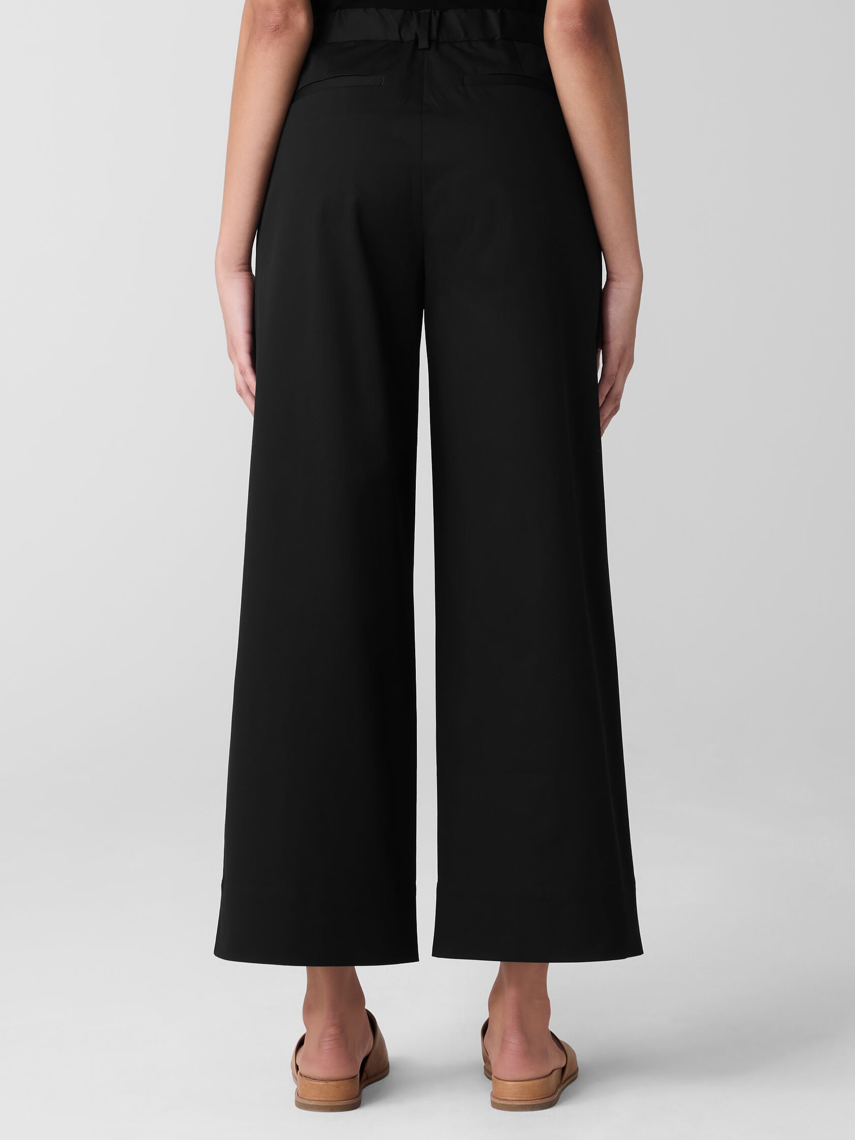 Stretch Cotton Twill Wide-Leg Trouser Pant