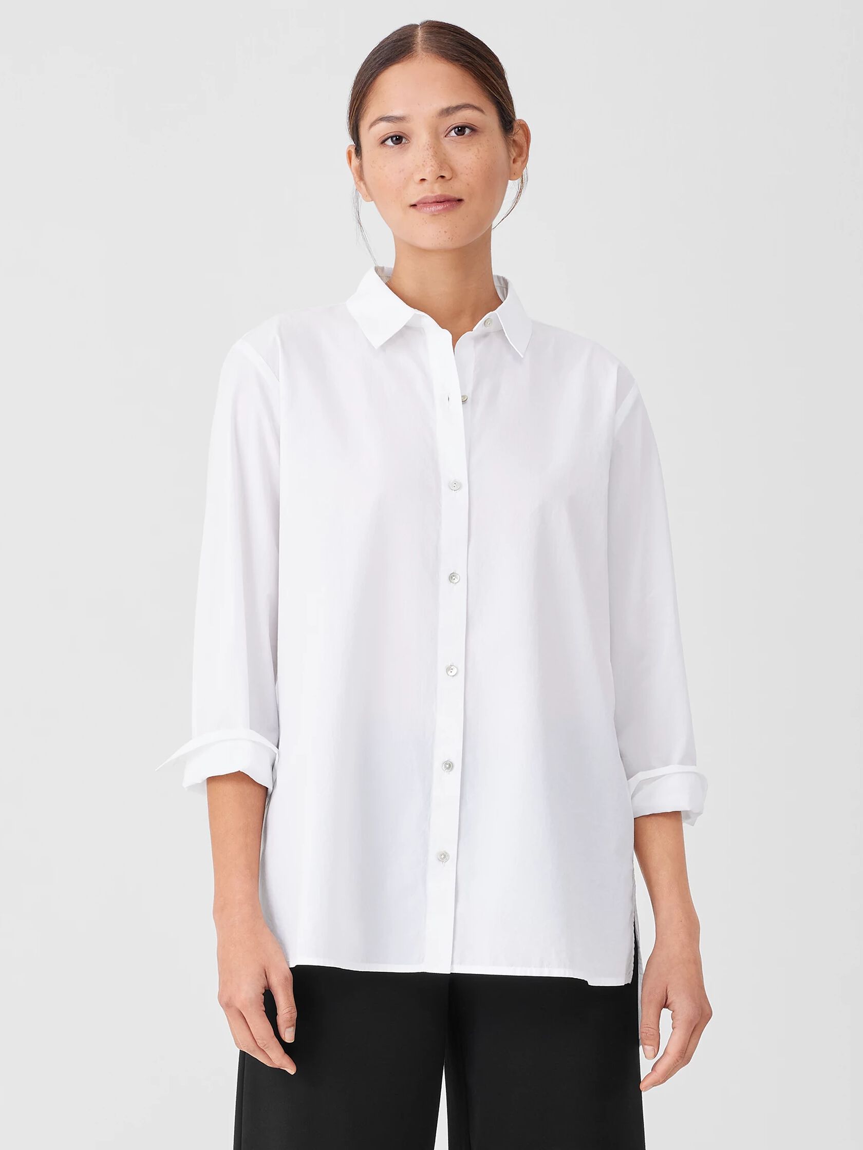 Washed Organic Cotton Poplin Classic Collar Shirt