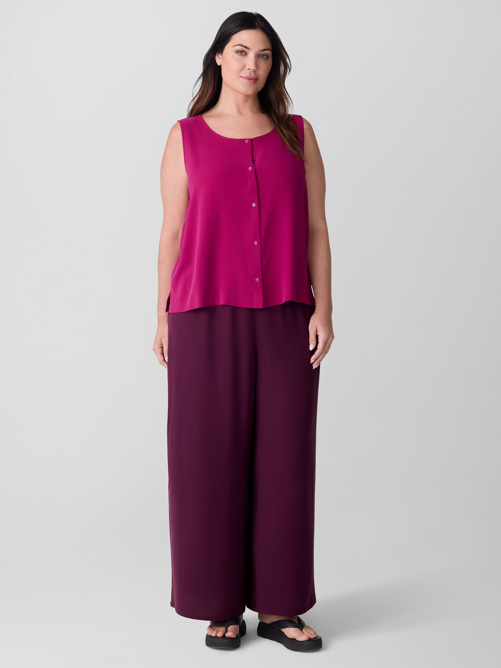 Silk Georgette Crepe Round Neck Vest