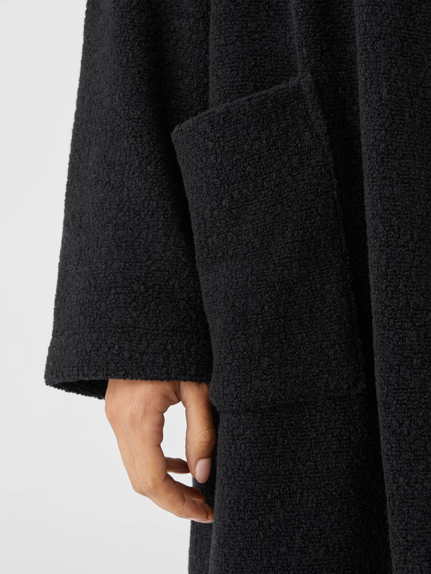 Boucle Wool Knit Long Coat
