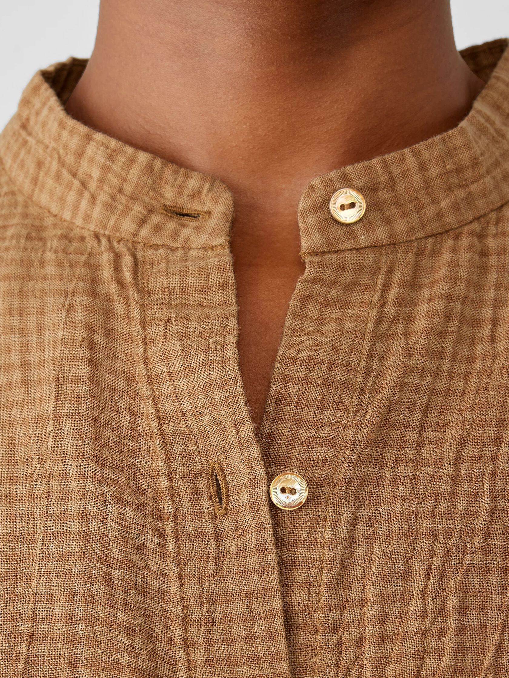Puckered Organic Linen Short-Sleeve Shirt