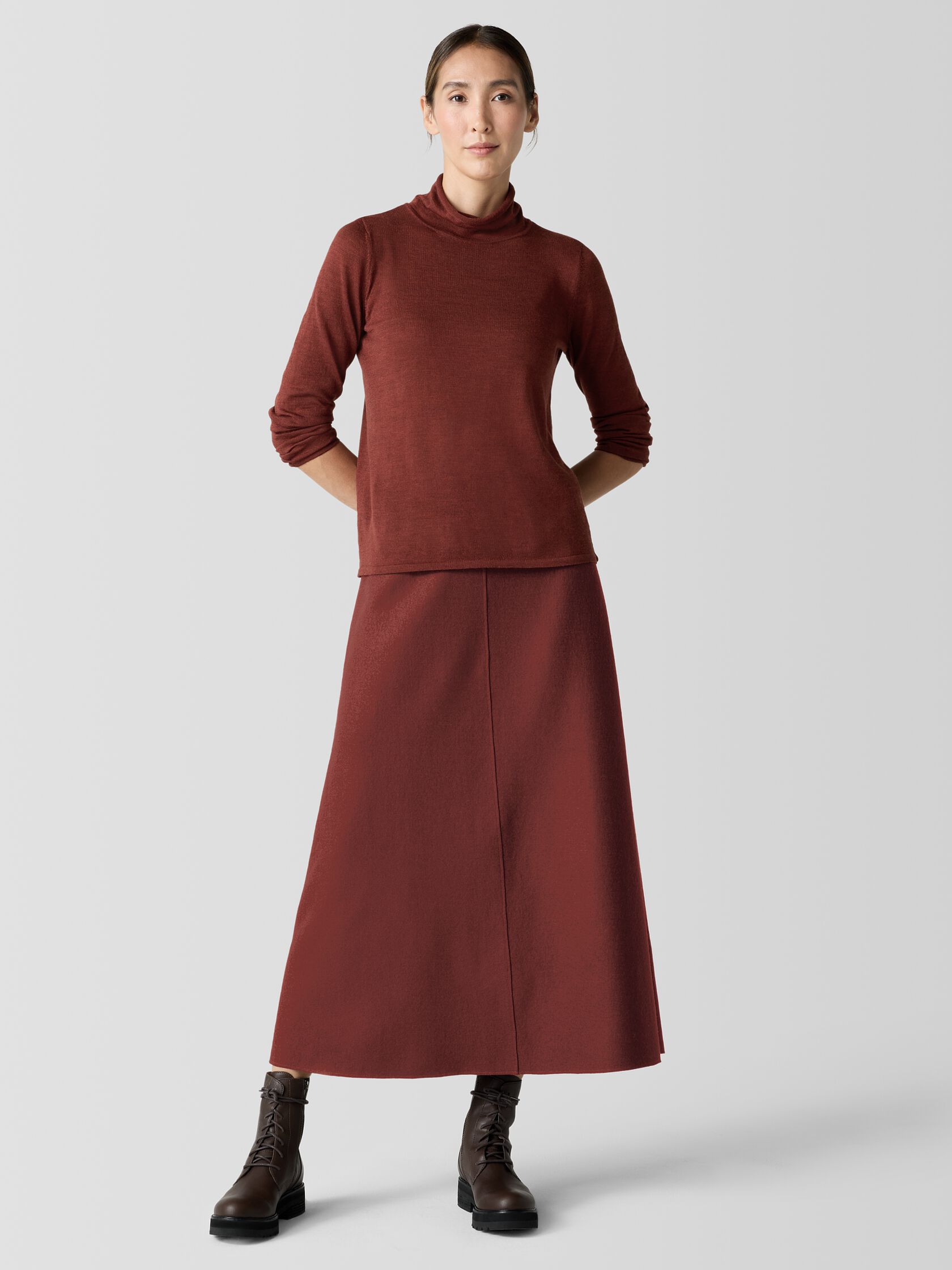 Felted Wool Jersey A-Line Skirt in Regenerative Wool