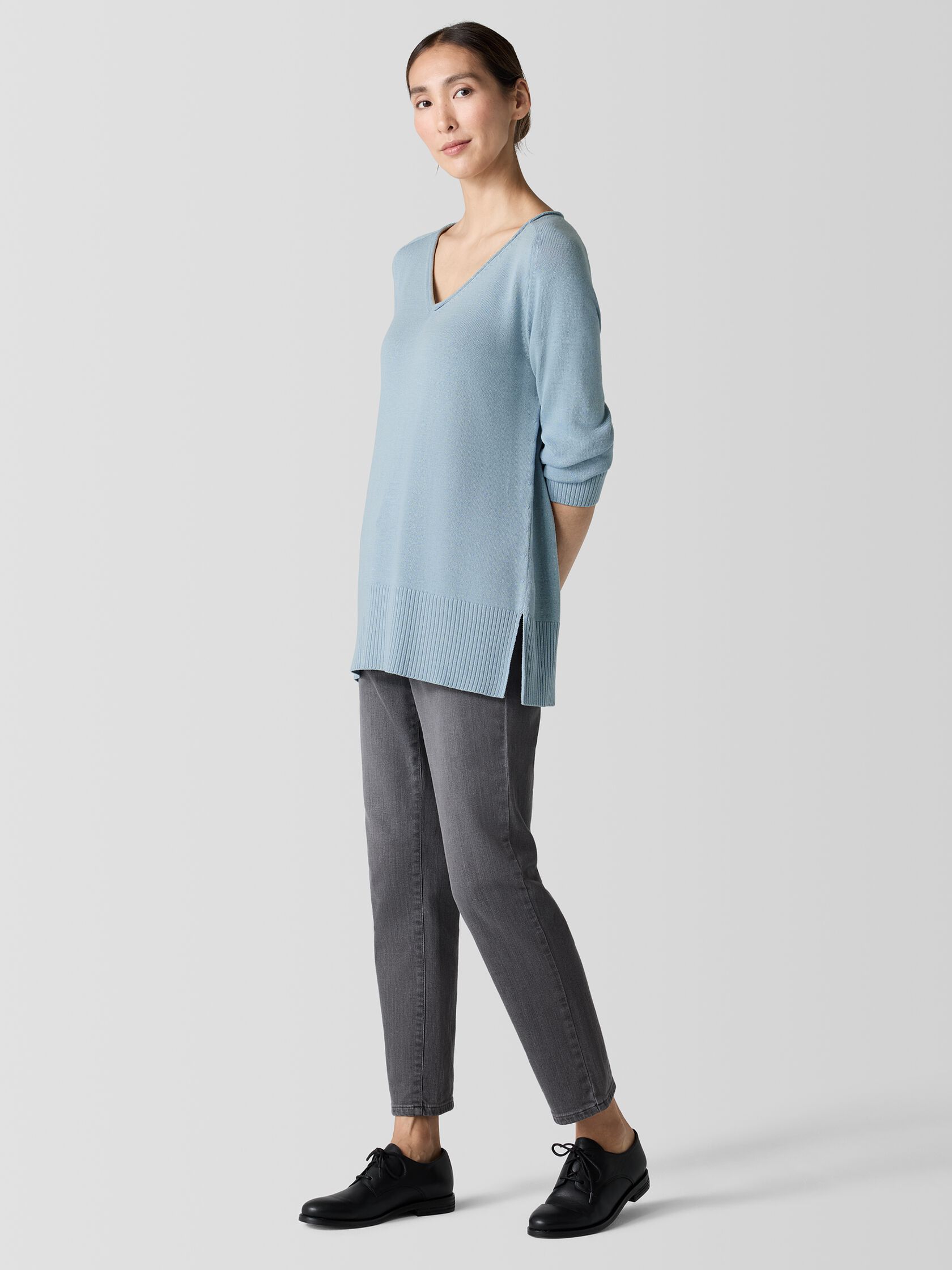 Peruvian Cotton Blend V-Neck Top