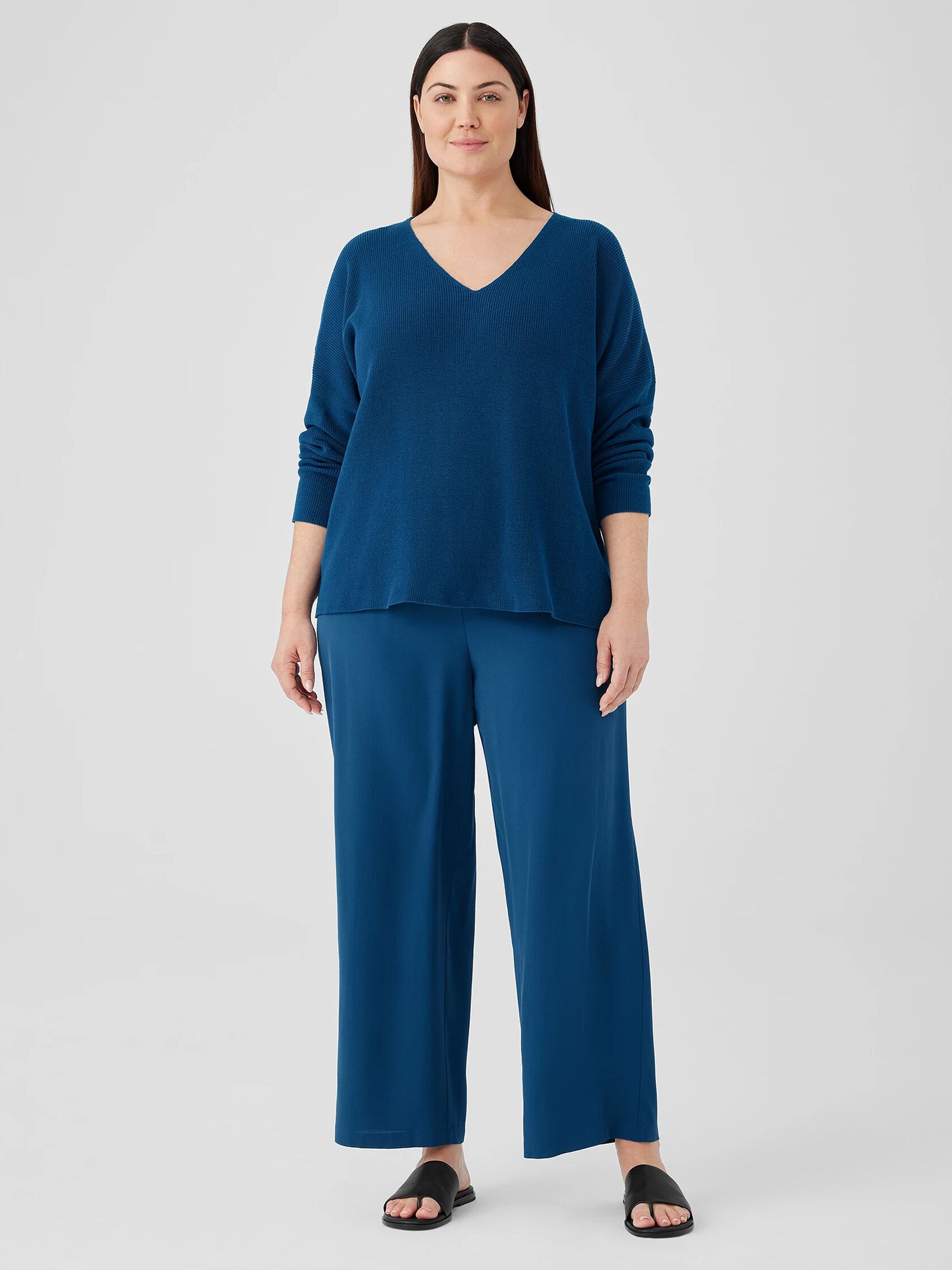 Peruvian Organic Cotton Crepe V-Neck Top