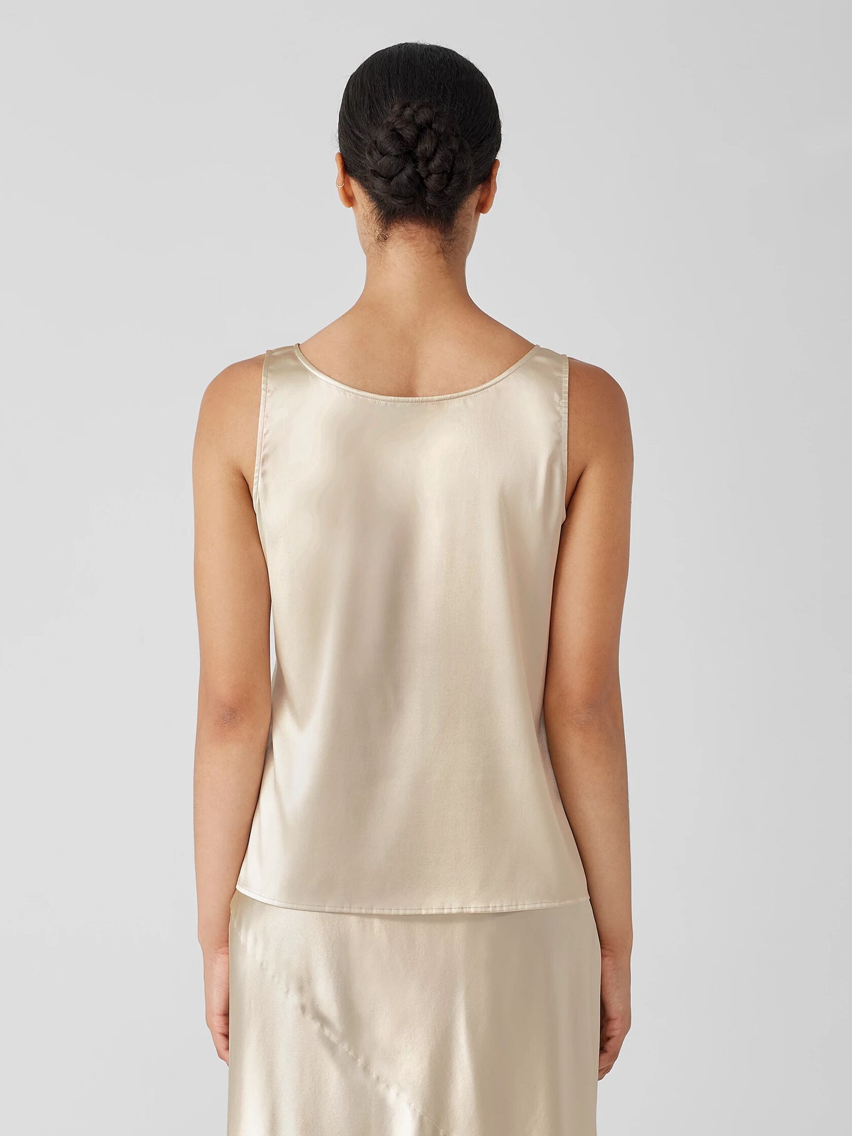Stretch Silk Charmeuse V-Neck Tank