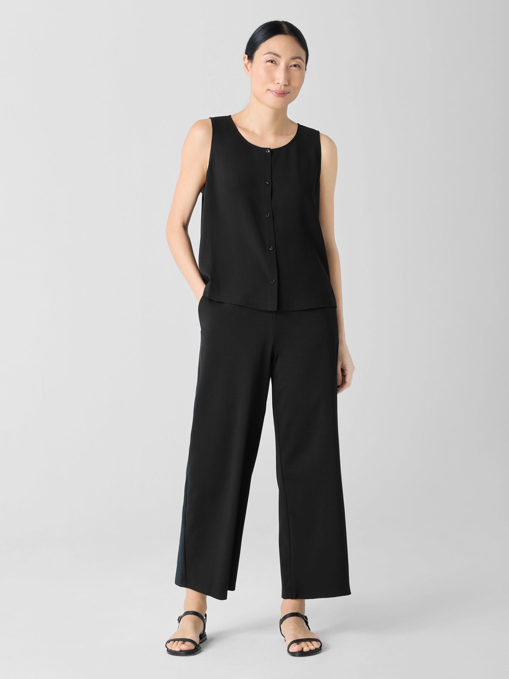 Silk Georgette Crepe Round Neck Vest